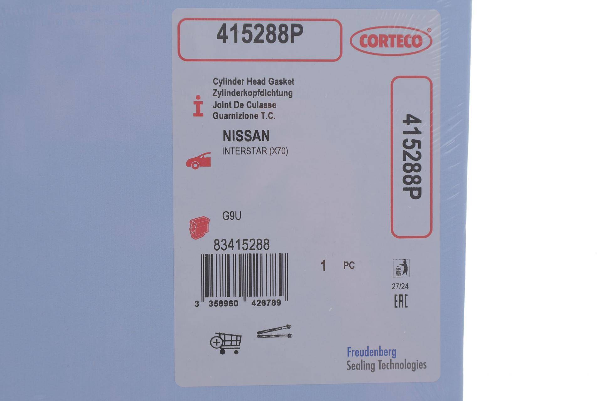 Прокладка ГБЦ Renault Master 2.5dCi, Ø90,00mm, 1,20mm (G9U)