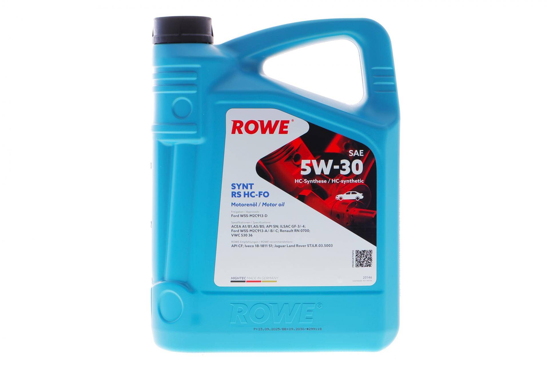 Олива 5W30 HIGHTEC SYNT RS HC-FO (4L) (WSS-M2C913-D/ILSAC GF-3/-4/RN 0700/18-1811 S1/STJLR.03.5003)
