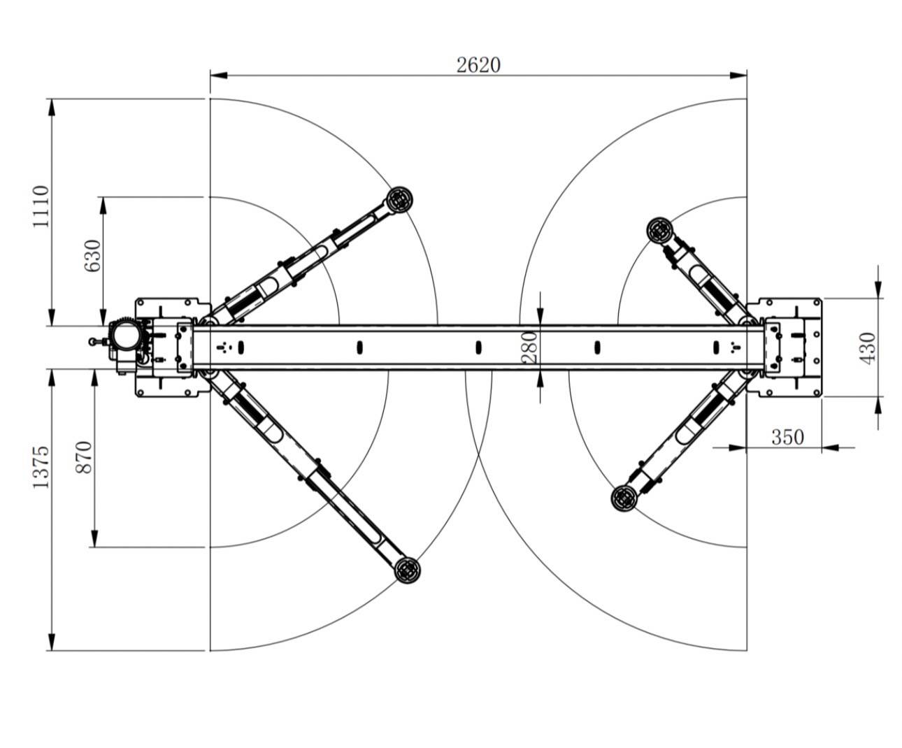 Підйомник двостійковий 4000 кг 230В нижньою синхронізацією (без монтажу)