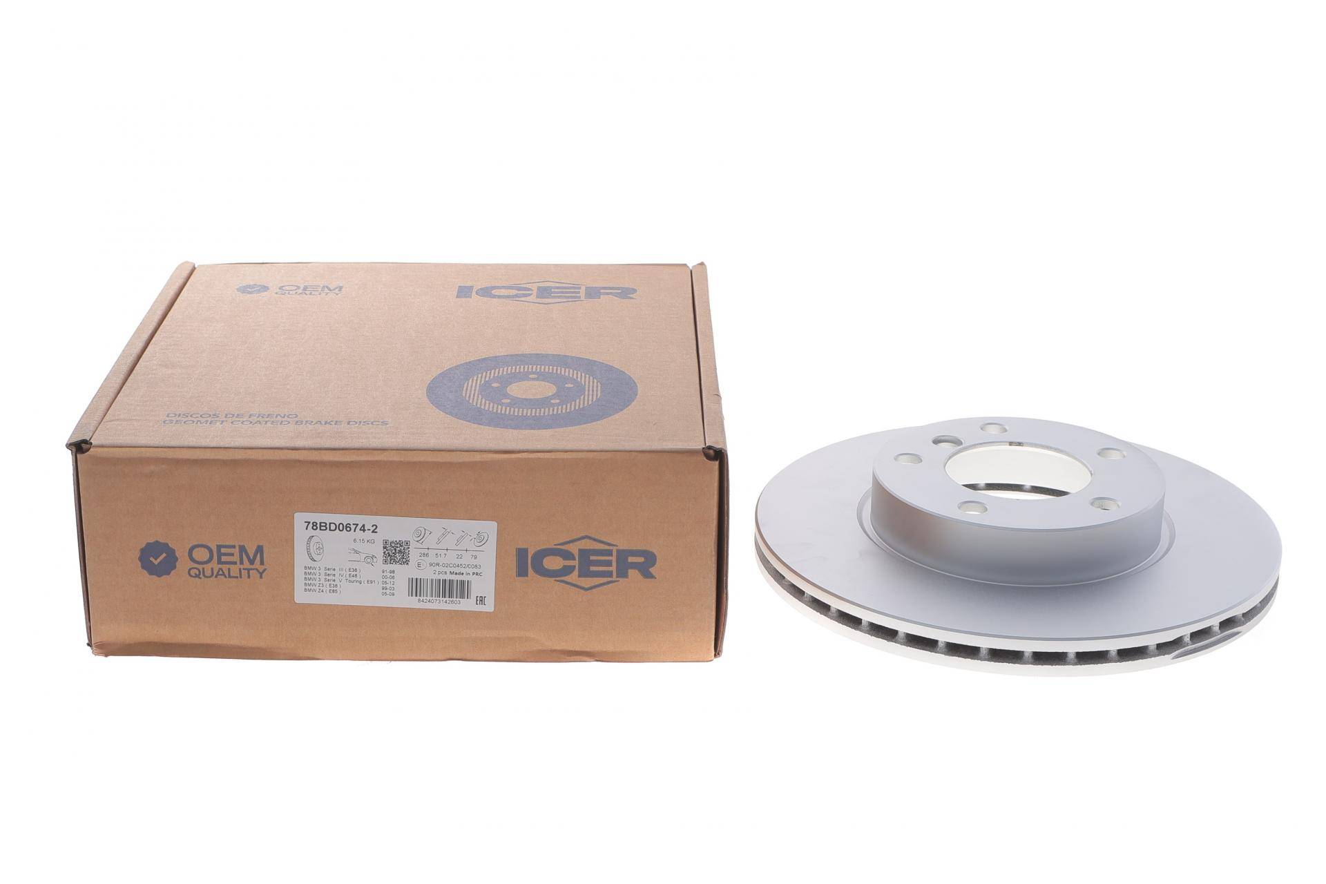 Диск гальмівний (передній) BMW 3 (E36/E46) 90-07/Z3 (E46)/Z4 (E85) 96-09 (286x22) (з покр.) (вент.)