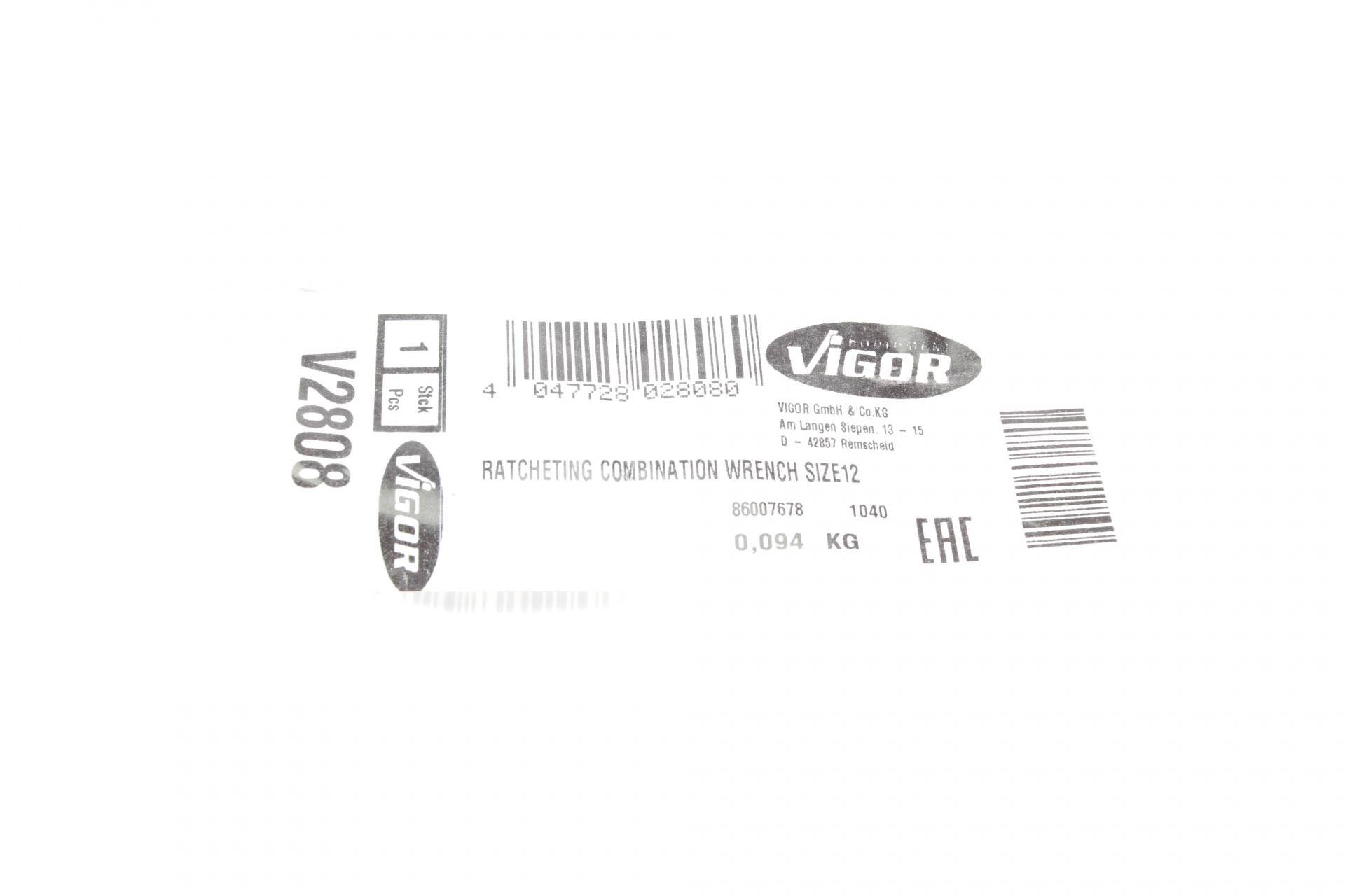 Ключ ріжково-накидний з тріскачкою 12 мм 72 зуб. L-170 мм