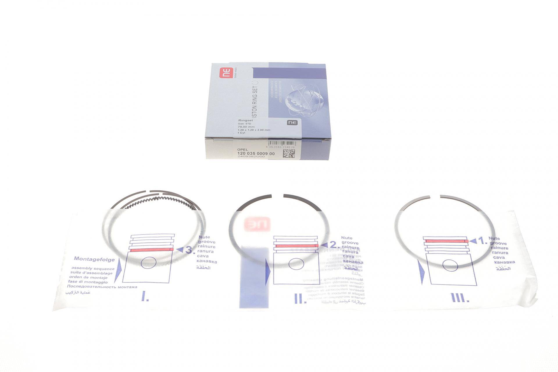 Кільця поршневі Opel Astra H 1.6 07-10 (79.00mm/STD) (1.2-1.2-2)