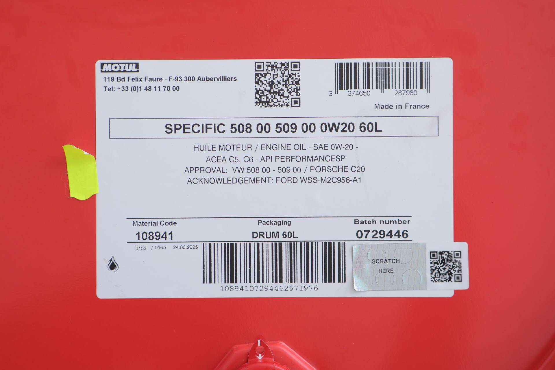 Олива 0W20 Specific 508 00 509 00 (60L) (VW 508.00/509.00) (108941)