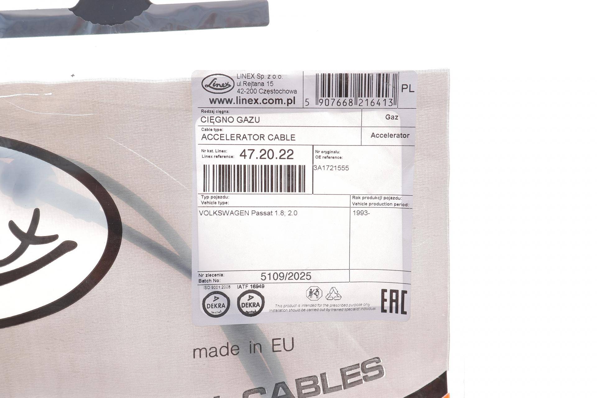 Трос газу VW Passat 1.8 88-97 (1204/952 мм)