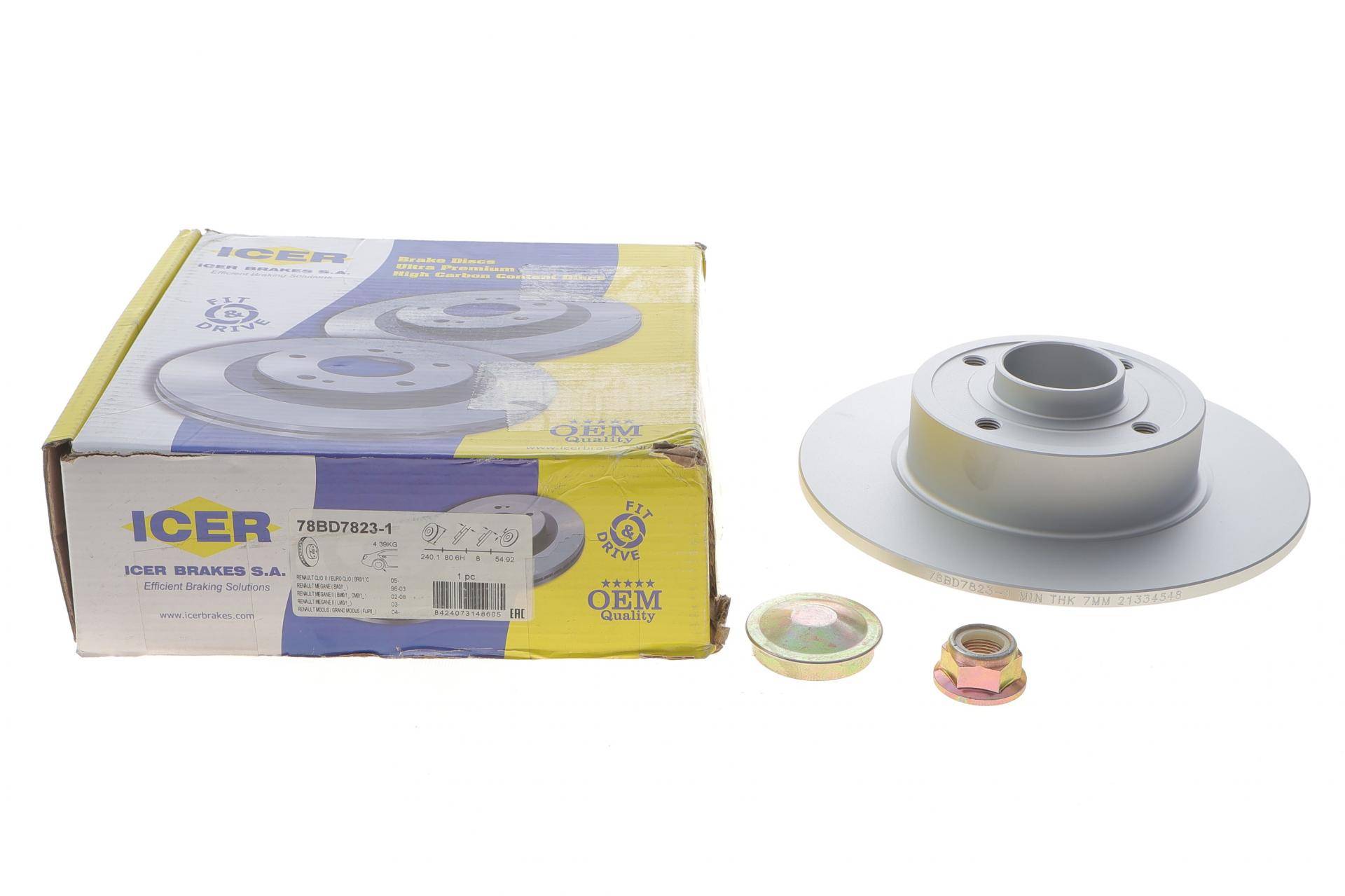 Диск гальмівний (задній) Renault Megane 96-/Clio 05- (240х8)(+ABS)(з підшип.)(з покр.)(+ESP)(повний)