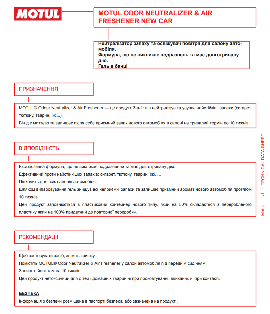 Нейтралізатор запахів CAR CARE Odor Neutralizer & Air Freshener Car (250mg) 111588