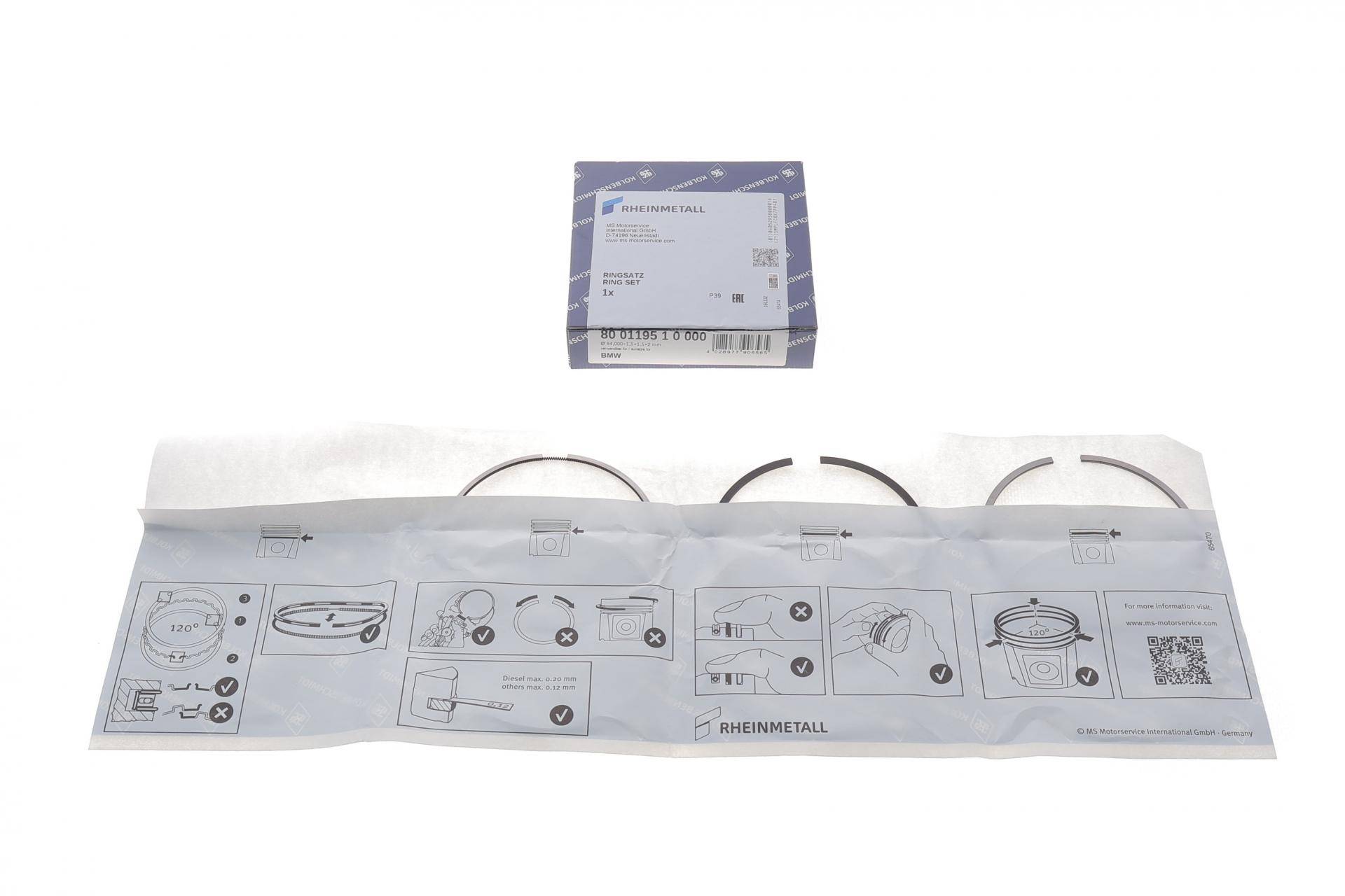 Кільця поршневі BMW 5 (F10) 2.0d (B47) 13- (84.0mm/STD)