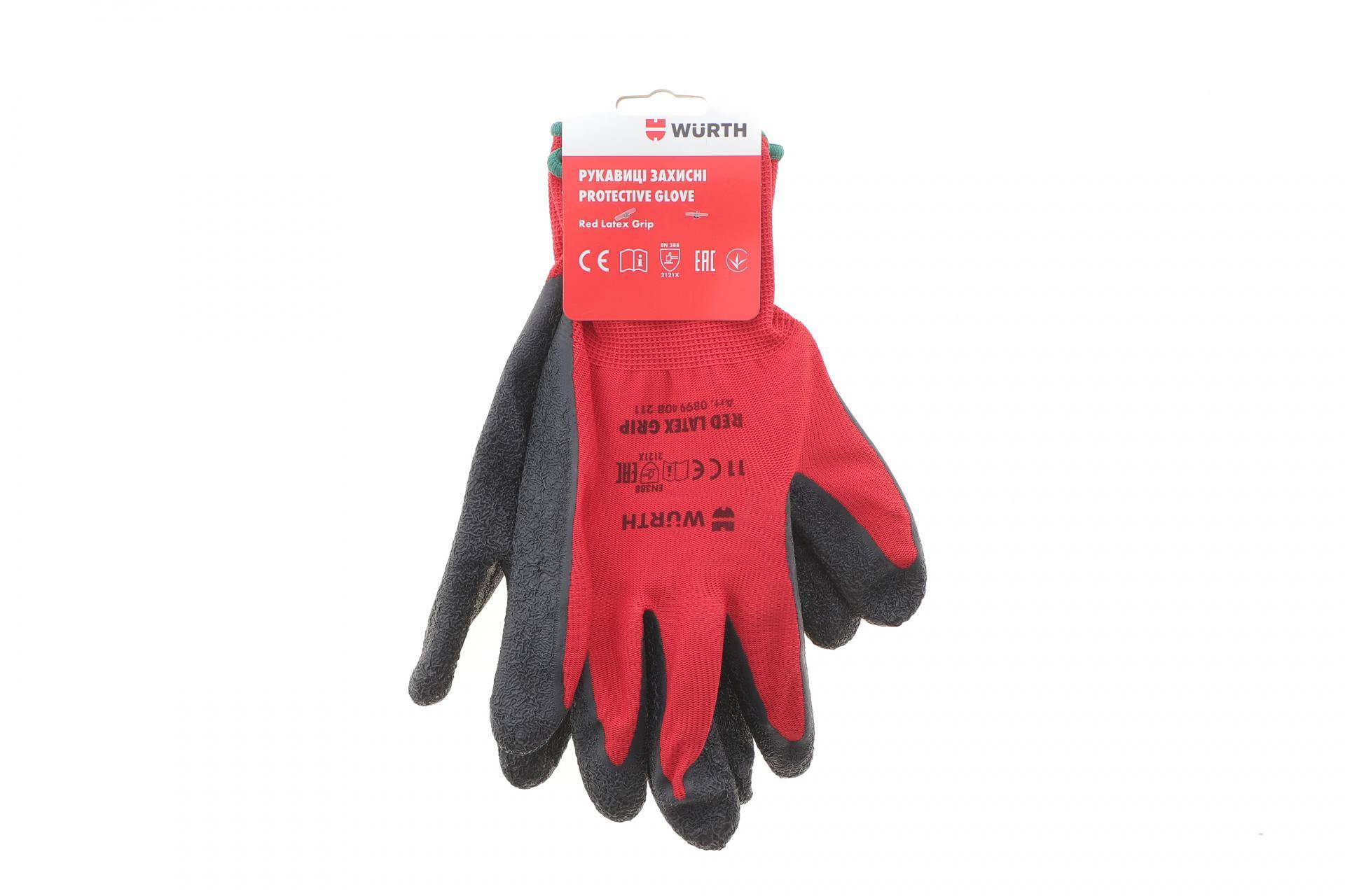 Рукавиці з латексним покриттям (11) RED LATEX GRIP