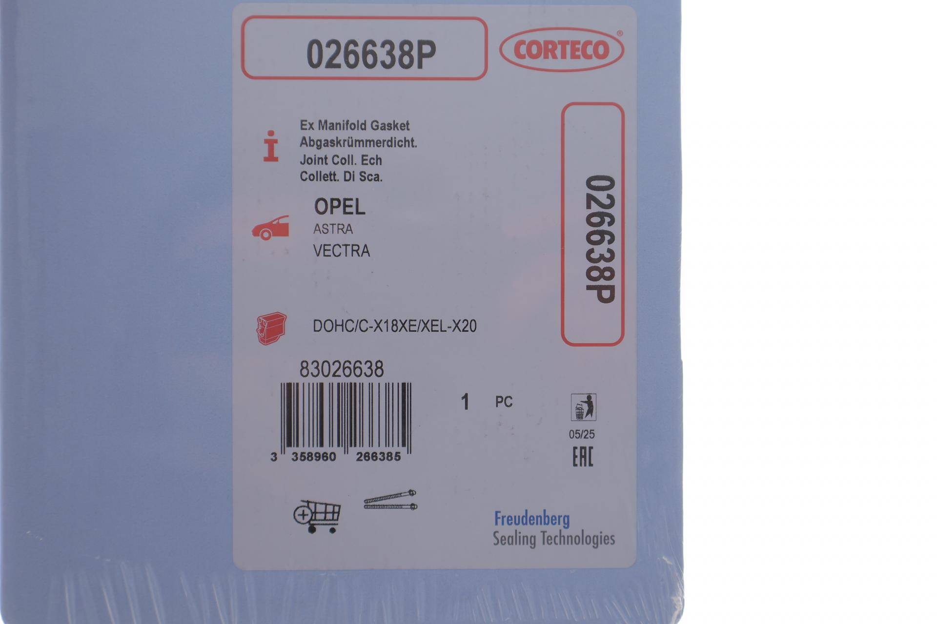 Прокладка колектора випускного Opel Vectra/Astra G 16v 1.8-2.2i 93-