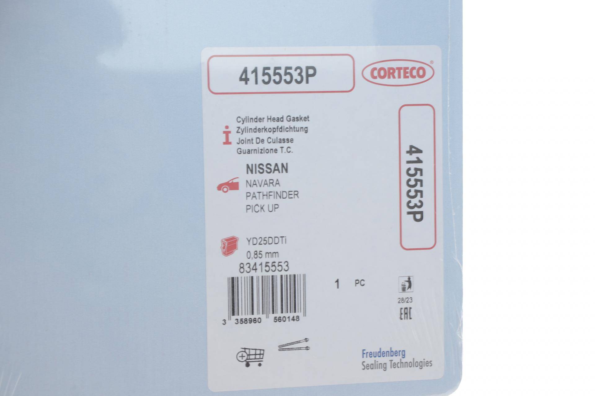 Прокладка ГБЦ Nissan Pathfinder 2.5 dCi 05- (0.85mm)