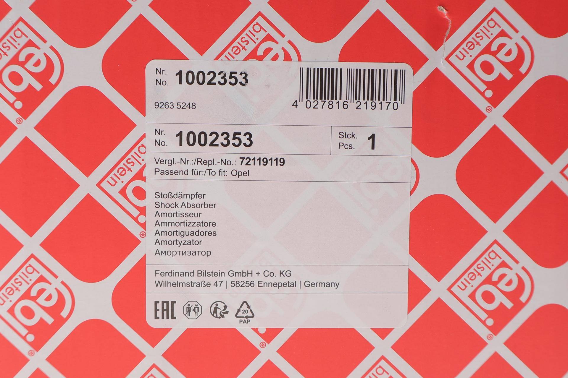 Амортизатор (передній) Opel Combo 01- (L)