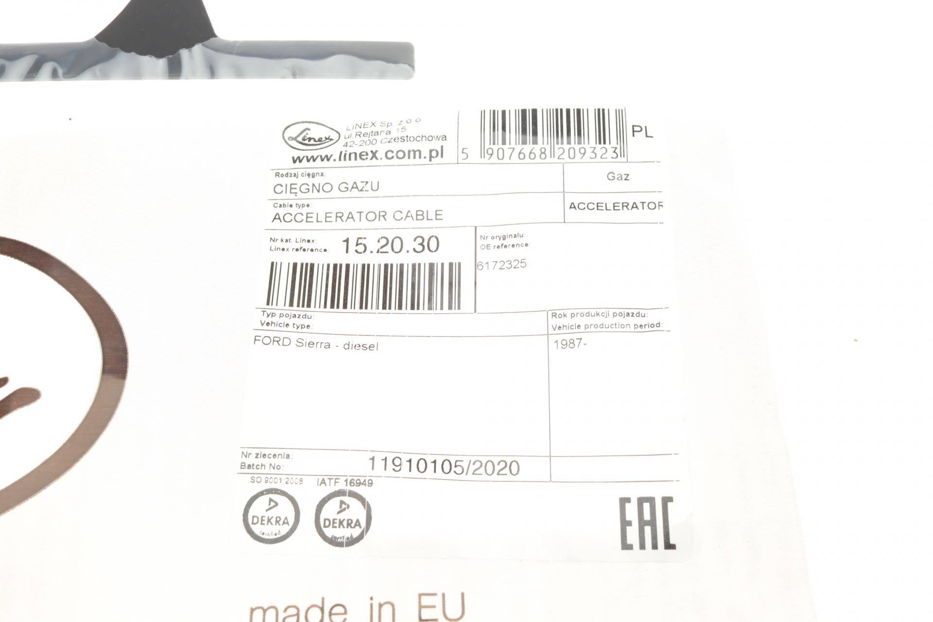 Трос газу Ford Sierra 87- (627/505 мм)