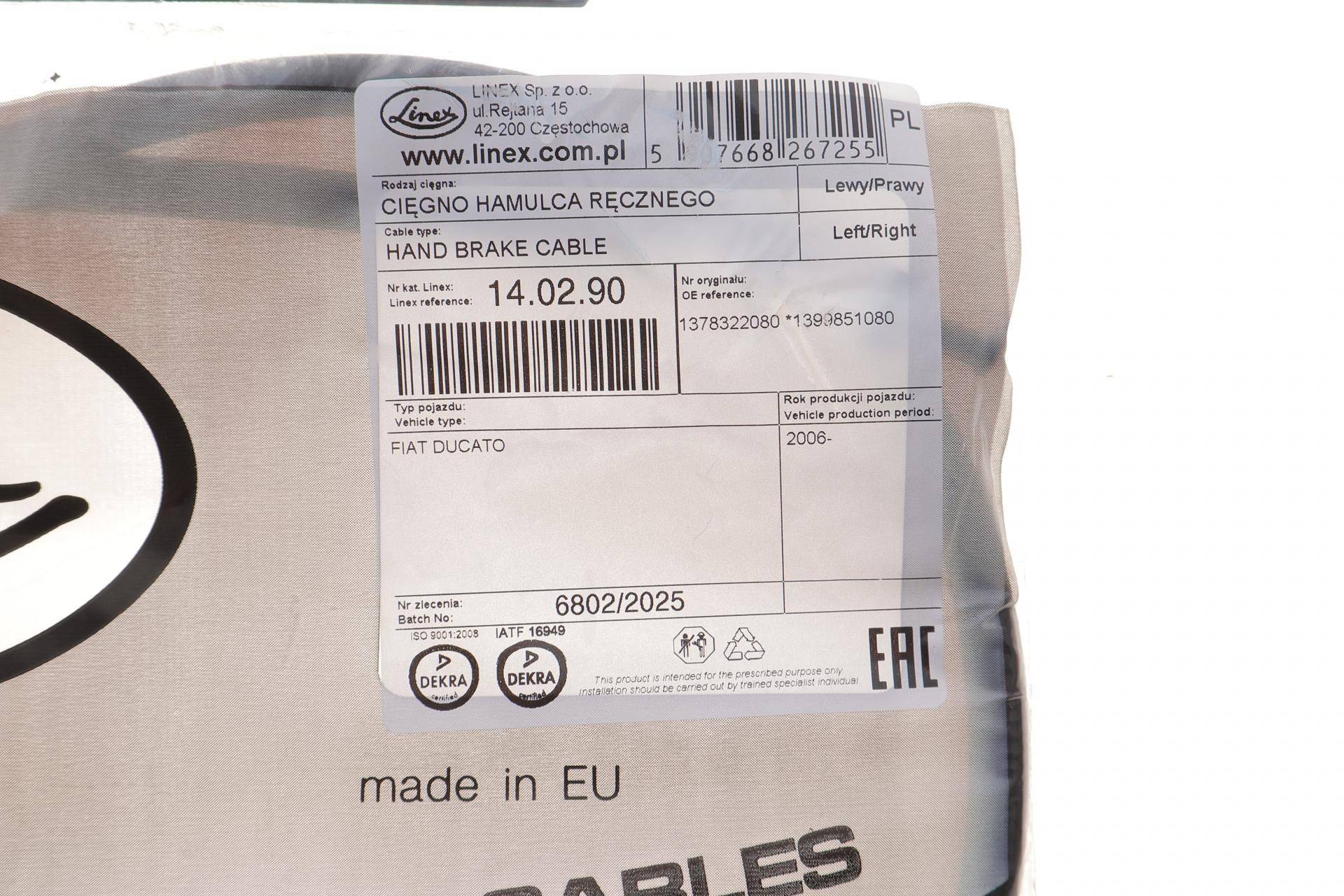 Трос ручника (задній) Fiat Ducato 09- (L=1486/1172mm)