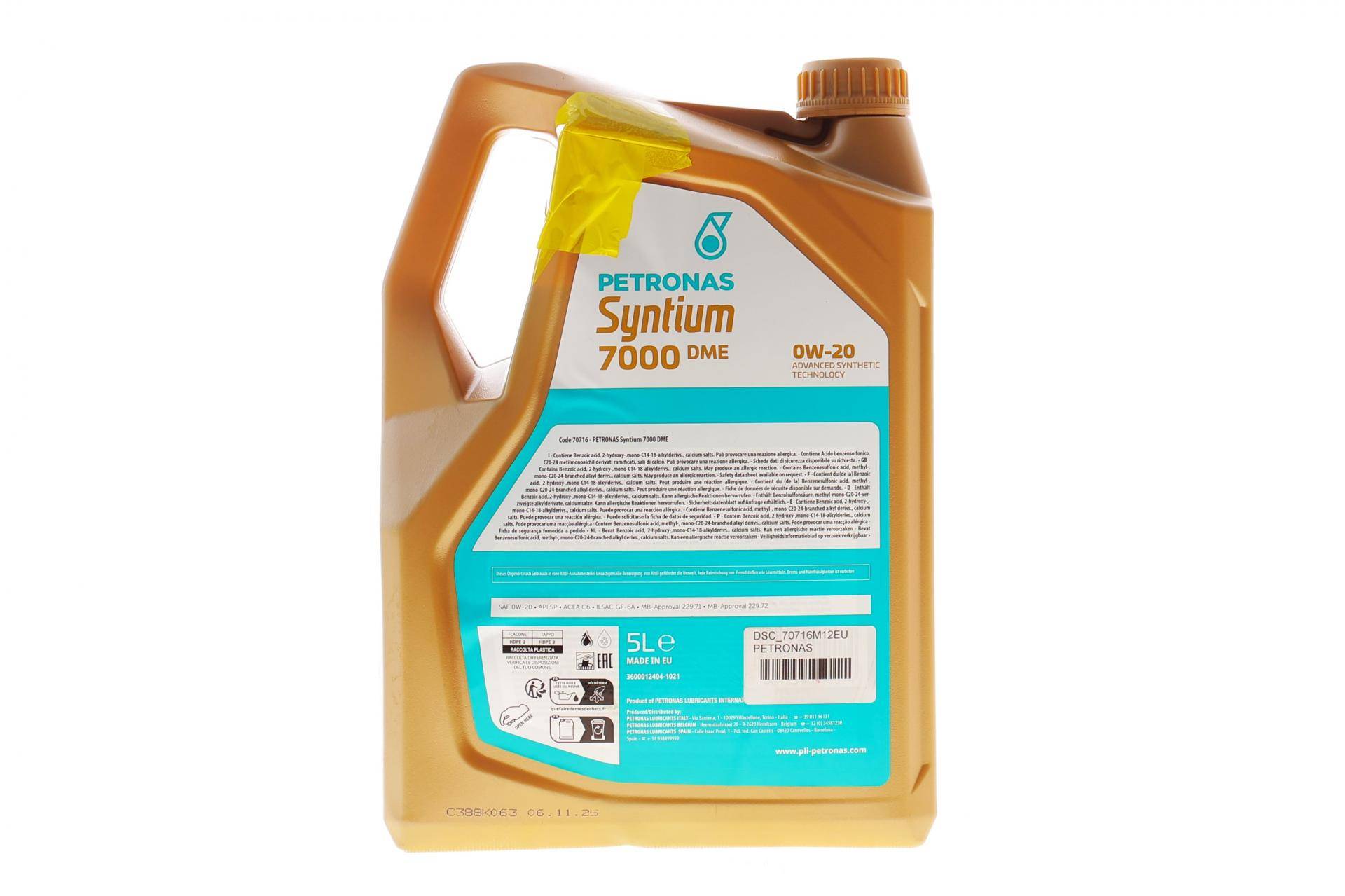 Олива 0W20 SYNTIUM 7000 DME (5L) (MB 229.71/MB 229.72) (API SP) (ILSAC GF-6A/ACEA C6)(з-на 71224M12EU) (незначне пошкодження)