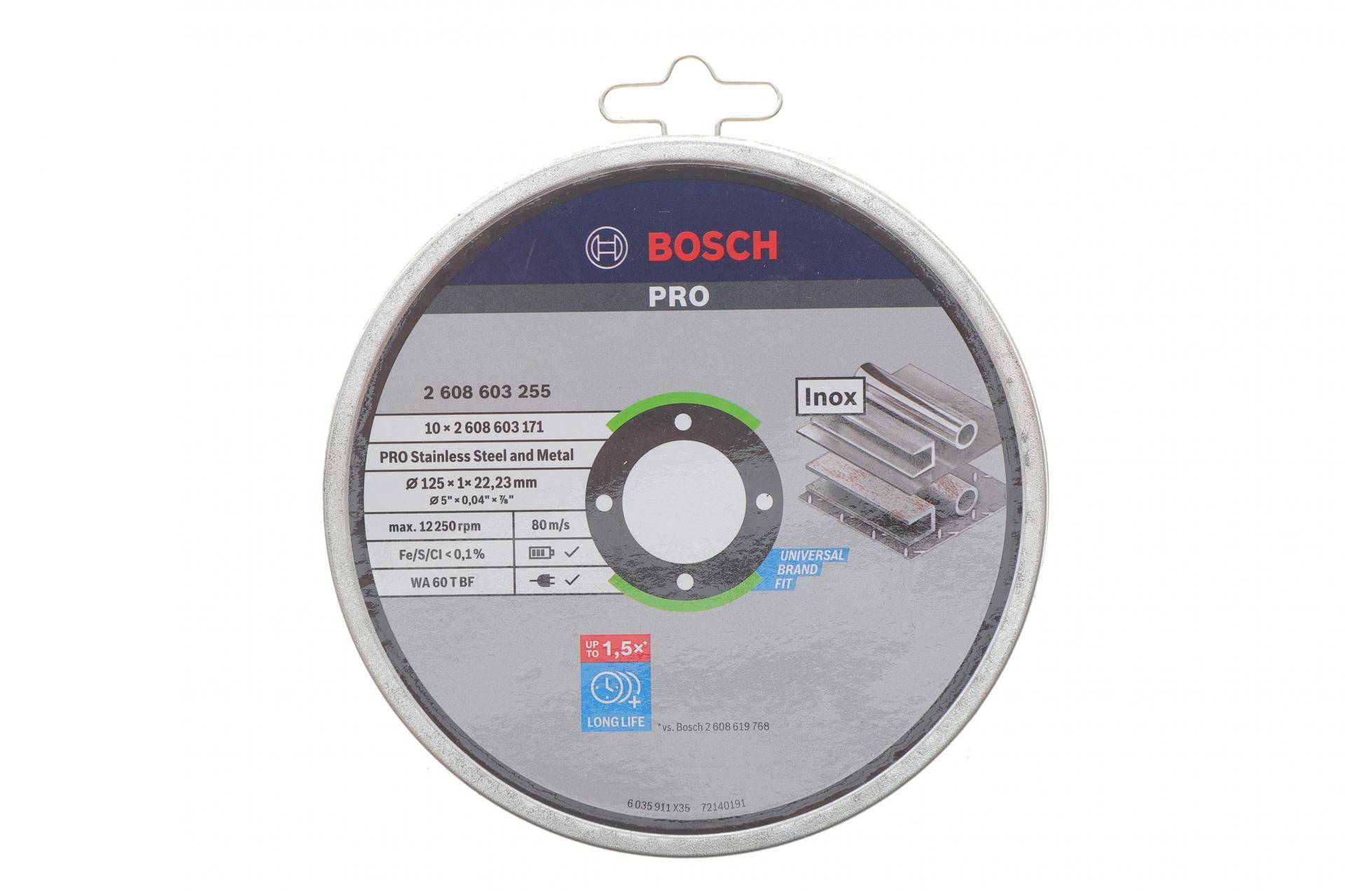 Круг відрізний (К-кт 10 шт) 125x1x22,23 мм PRO Stainless Steel and Metal Bonded Cutting Disc