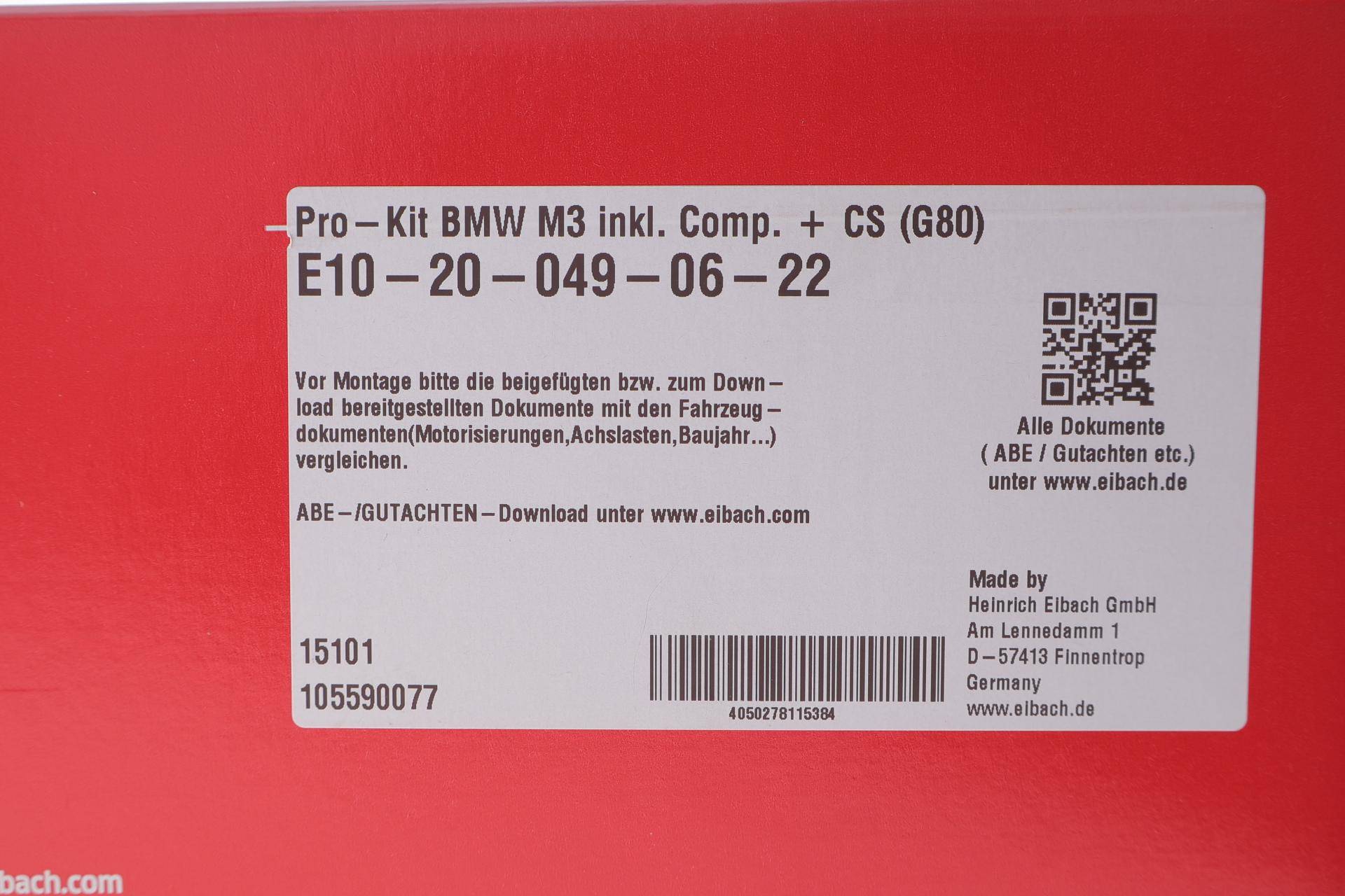 Комплект пружин (Pro-Kit) BMW M3 (G20/G80/G28) 20- (S58) (4 шт.)