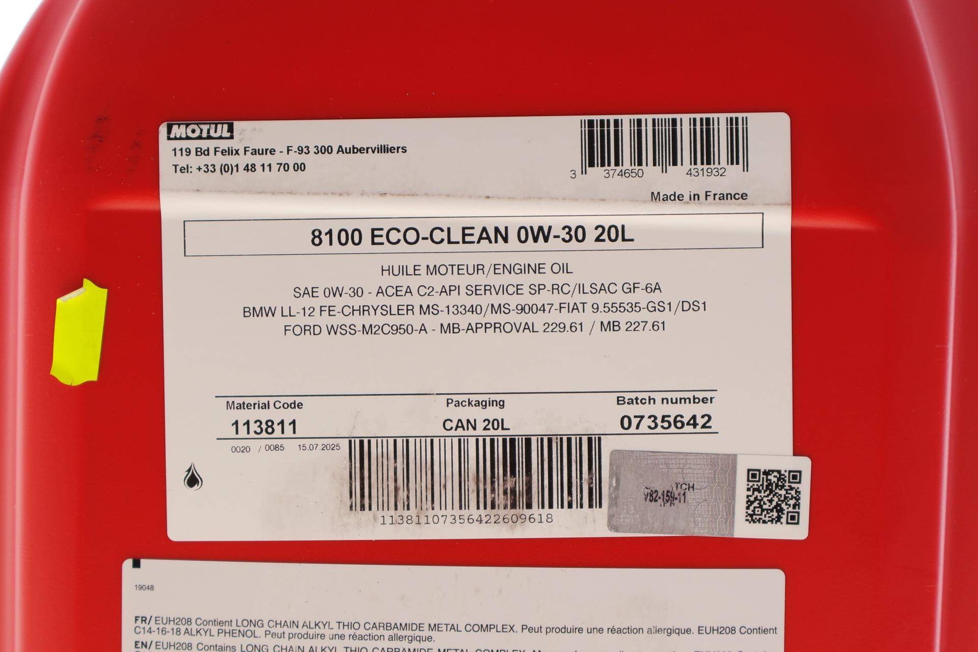 Олива 0W30 ECO-Clean 8100 (20L) (Toyota/Honda/Subaru/BMW LL-12 FE/MB 229.61/VW VWC 530 35) 113811