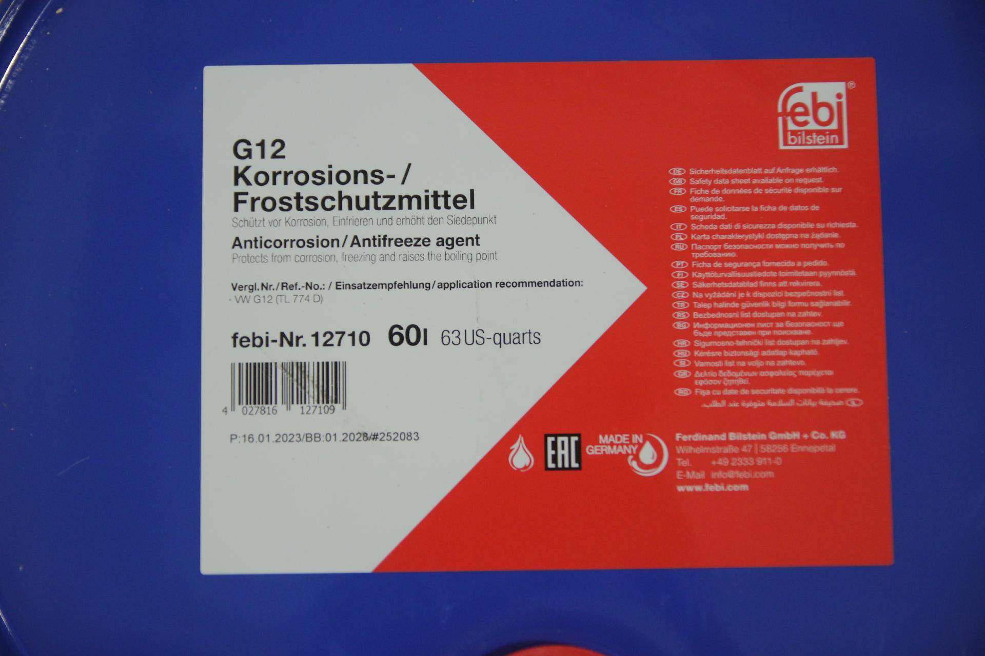 Антифриз (червоний) G12 (60L) (Концентрат)