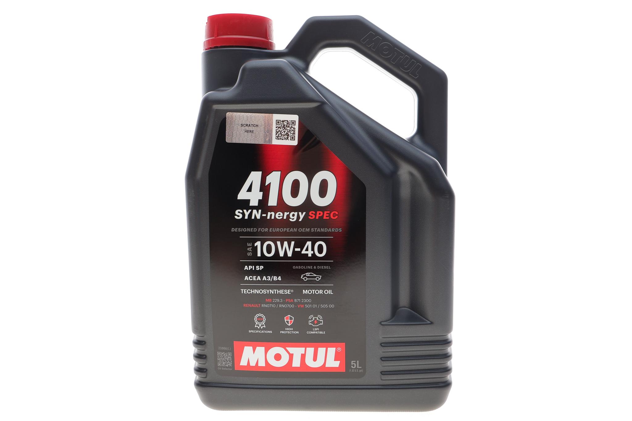 Олива 10W40 4100 Syn-nergy Spec (5L) (MB 229.3/RN0710/RN0700/PSA B71 2300/VW 501 01/VW505 00) (112892)