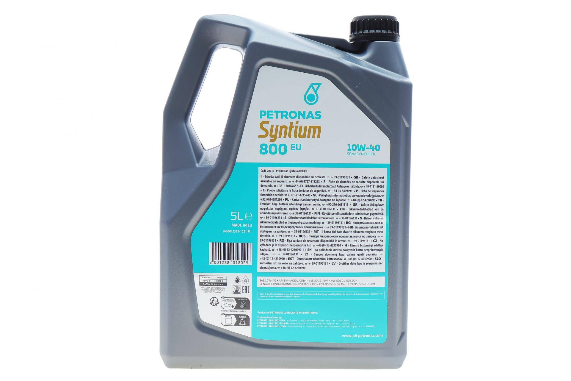 Олива 10W40 SYNTIUM 800 EU (5L) (ACEA A3/B4/API SN/MB 229.3/VW 501.01/505.00/RN0700/RN0710)