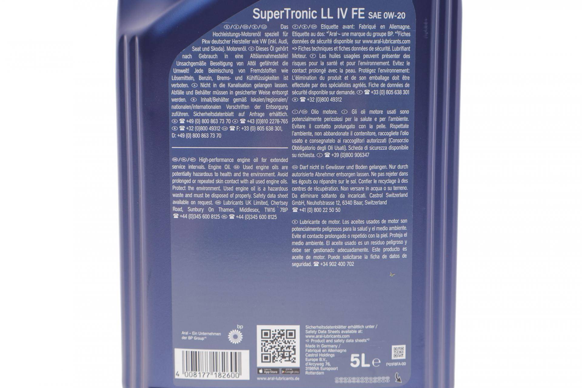 Олива 0W20 Super Tronic LL IV FE (5L) (VW 508 00/509 00)