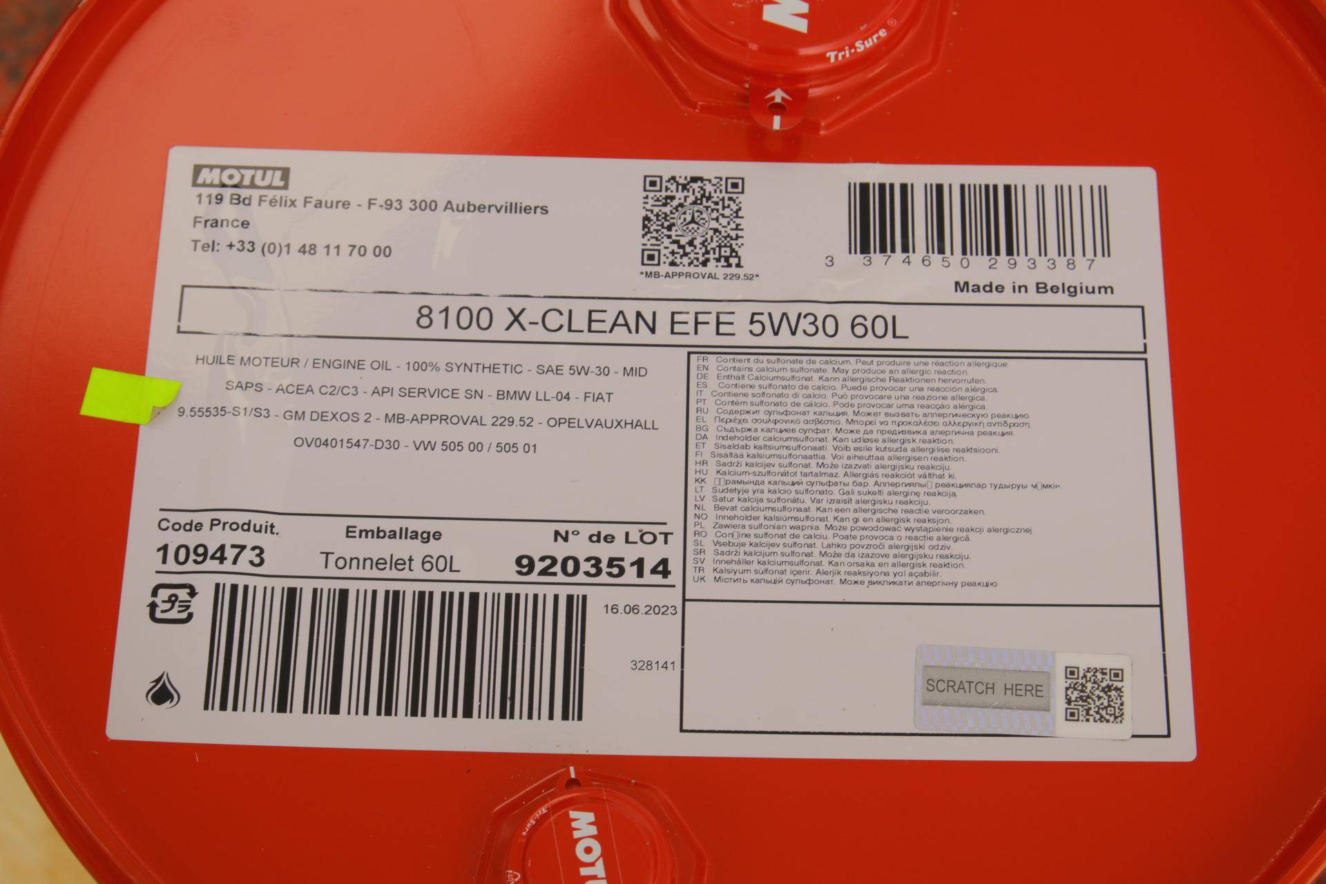 Олива 5W30 X-clean EFE 8100 (60L) (109473) (LL-04/9.55535-S1/S3/GM DEXOS2/MB 229.52)