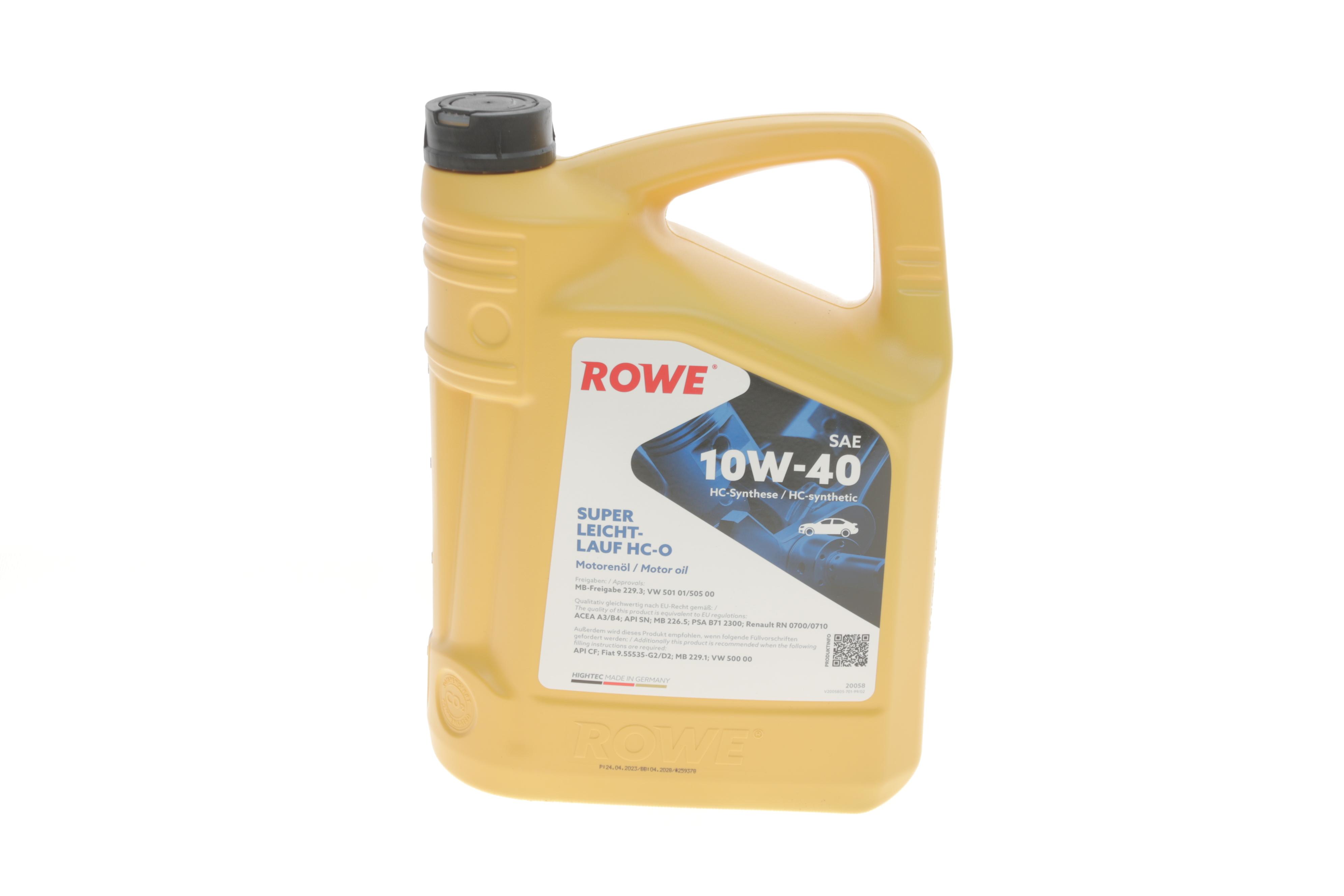 Олива 10W40 HIGHTEC SUPER LEICHTLAUF HC-O (5L) (VW 501 01/505 00/MB 229.3/226.5/229.1/RN 0700/0710)