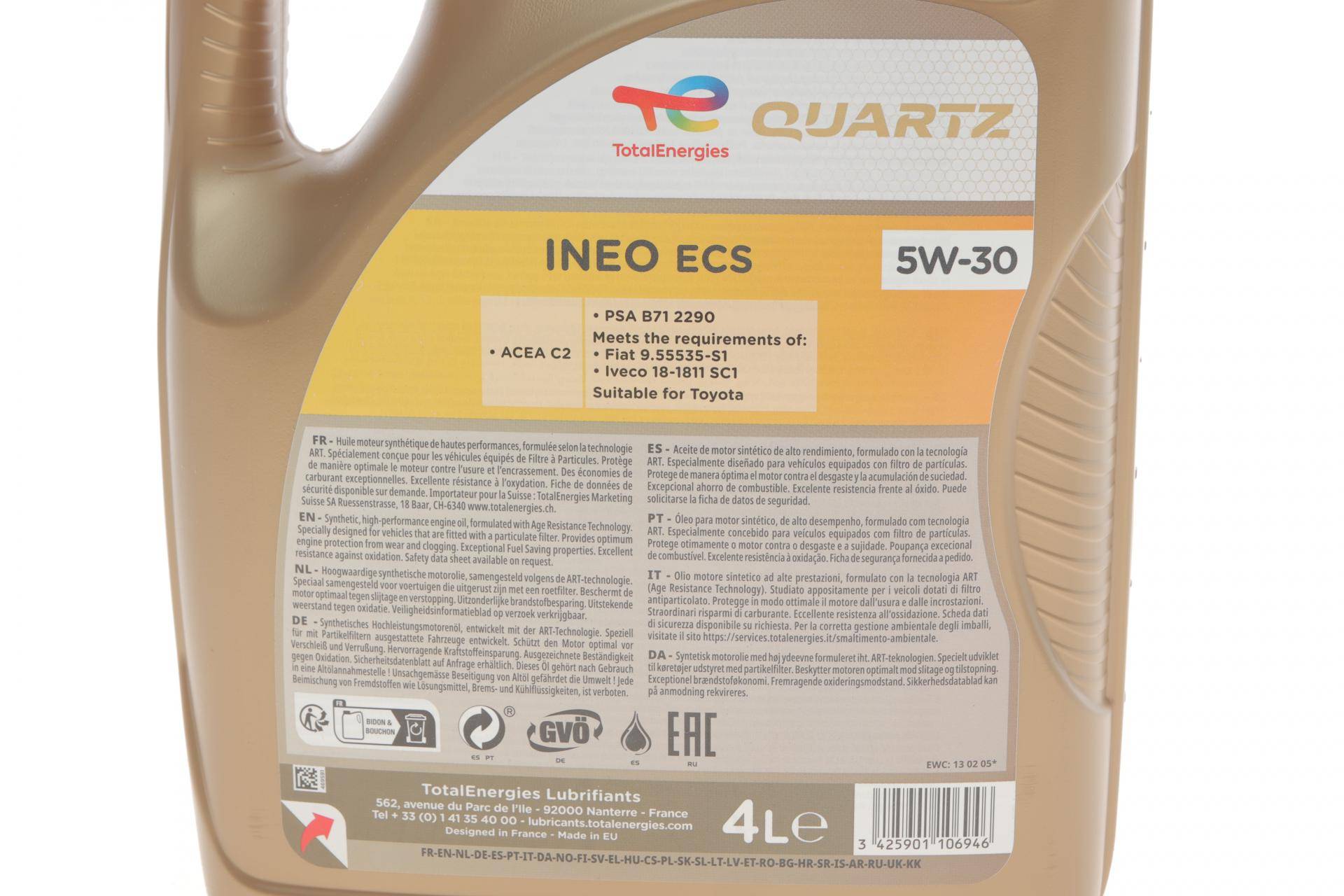 Олива 5W30 Quartz INEO ECS (4L) (PSA B712290)