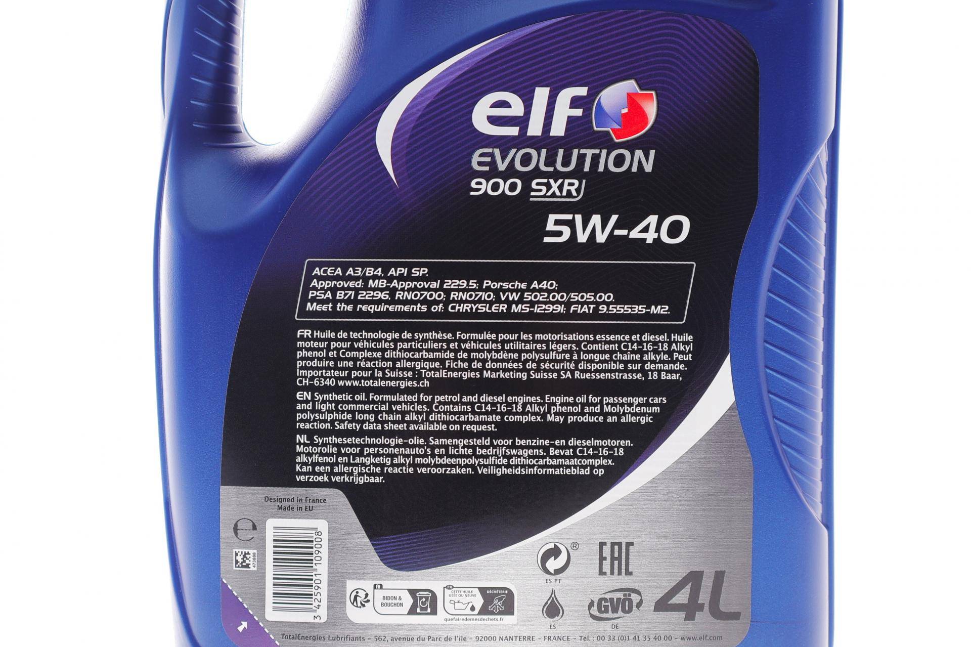 Олива 5W40 Evolution 900 SXR (4L) (ACEA A3/B4/API SM/RN 0700/RN 0710)