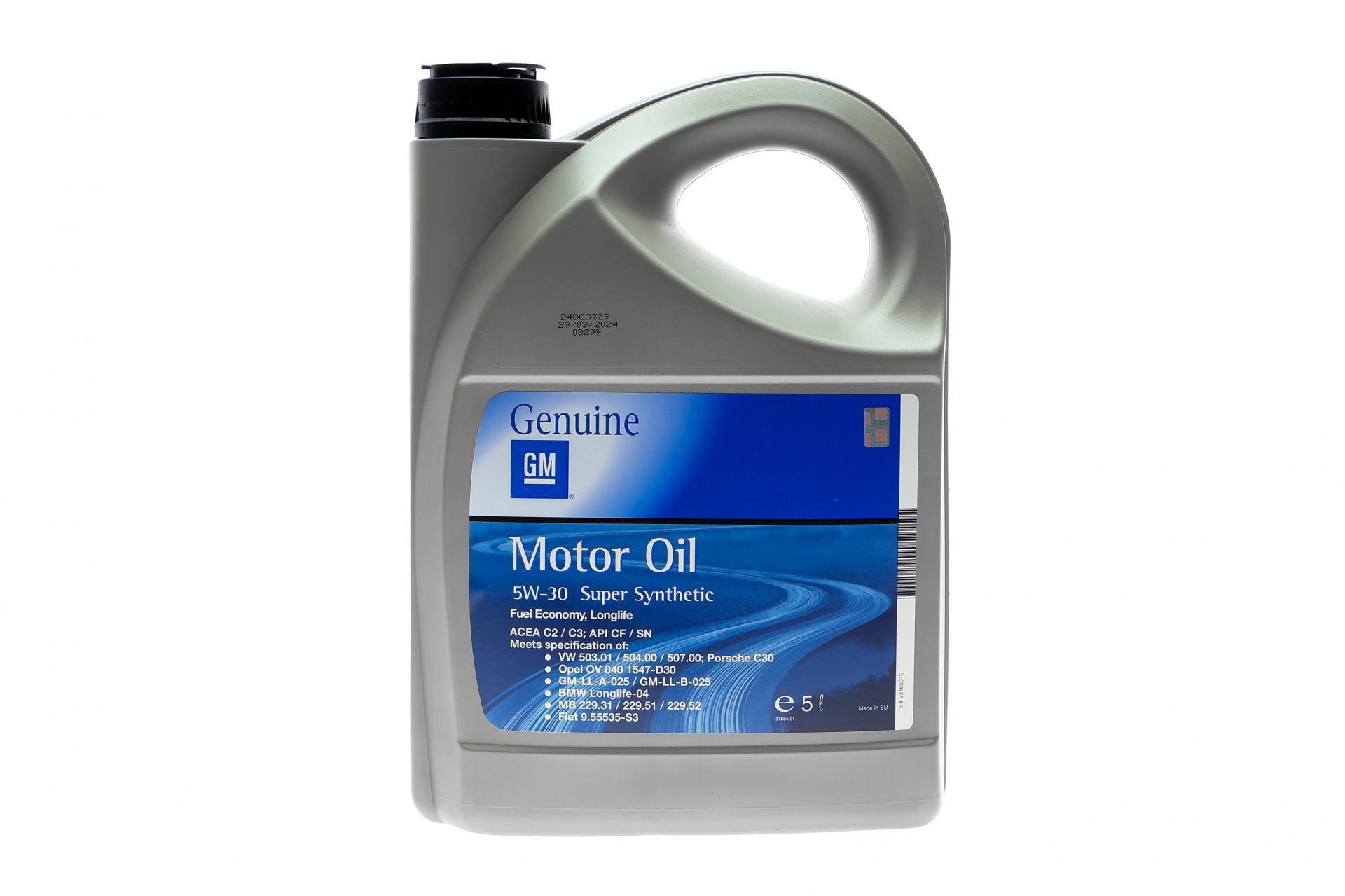 Олива 5W30 GM Super Synthetic (5L) (BMW LL-04/MB 229.31/MB 229.51/PORSCHE C30/VW 503.01/504.00/507.00)