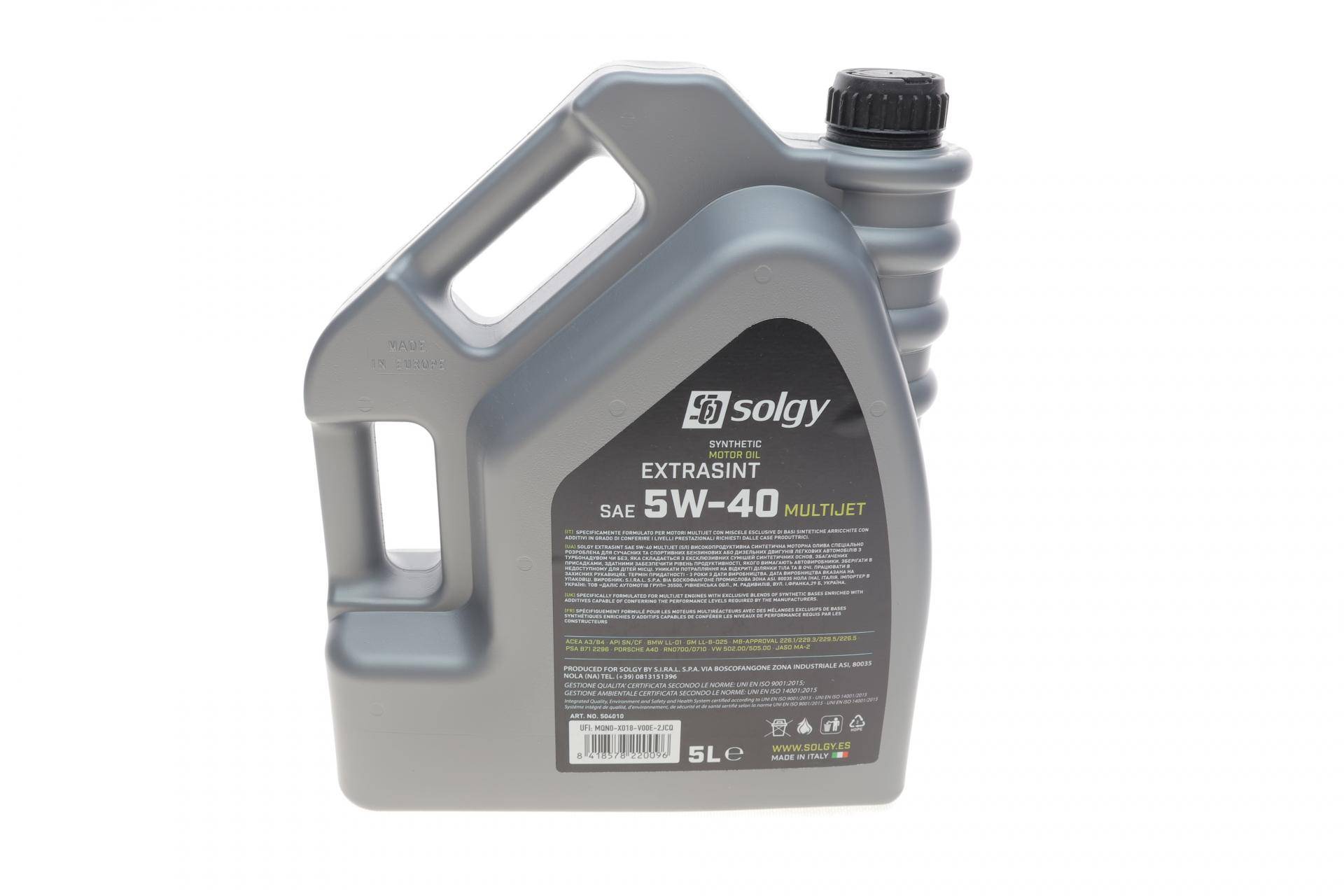 Олива 5W40 EXTRASINT MULTIJET (5L) (RN 0700/0710/MB226.51/API SN/CF/ACEA A3/B4)