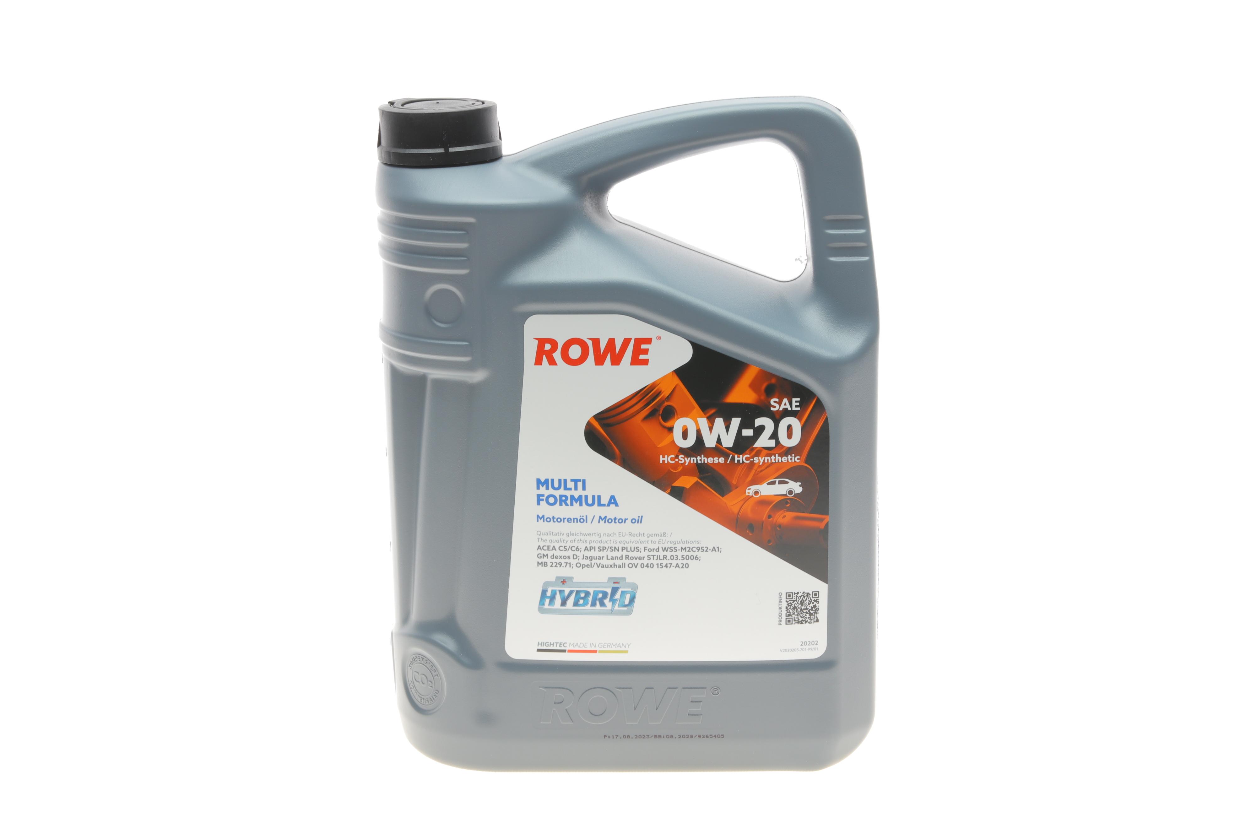 Олива 0W20 HIGHTEC MULTI FORMULA (5L) (MB 229.71/GM dexos D) (ACEA C5/C6) (API SP/SN PLUS)