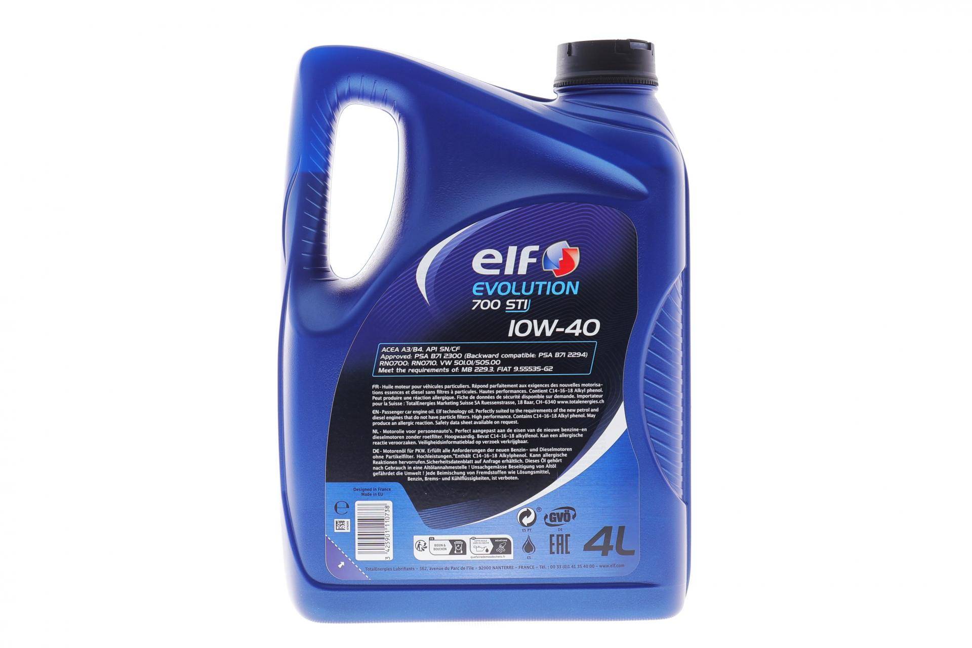 Олива 10W40 Evolution 700 STI (4L) (458478) (ACEA/A3/B4 API/SN/CF VW/501.01/505.00/MB 229.1)