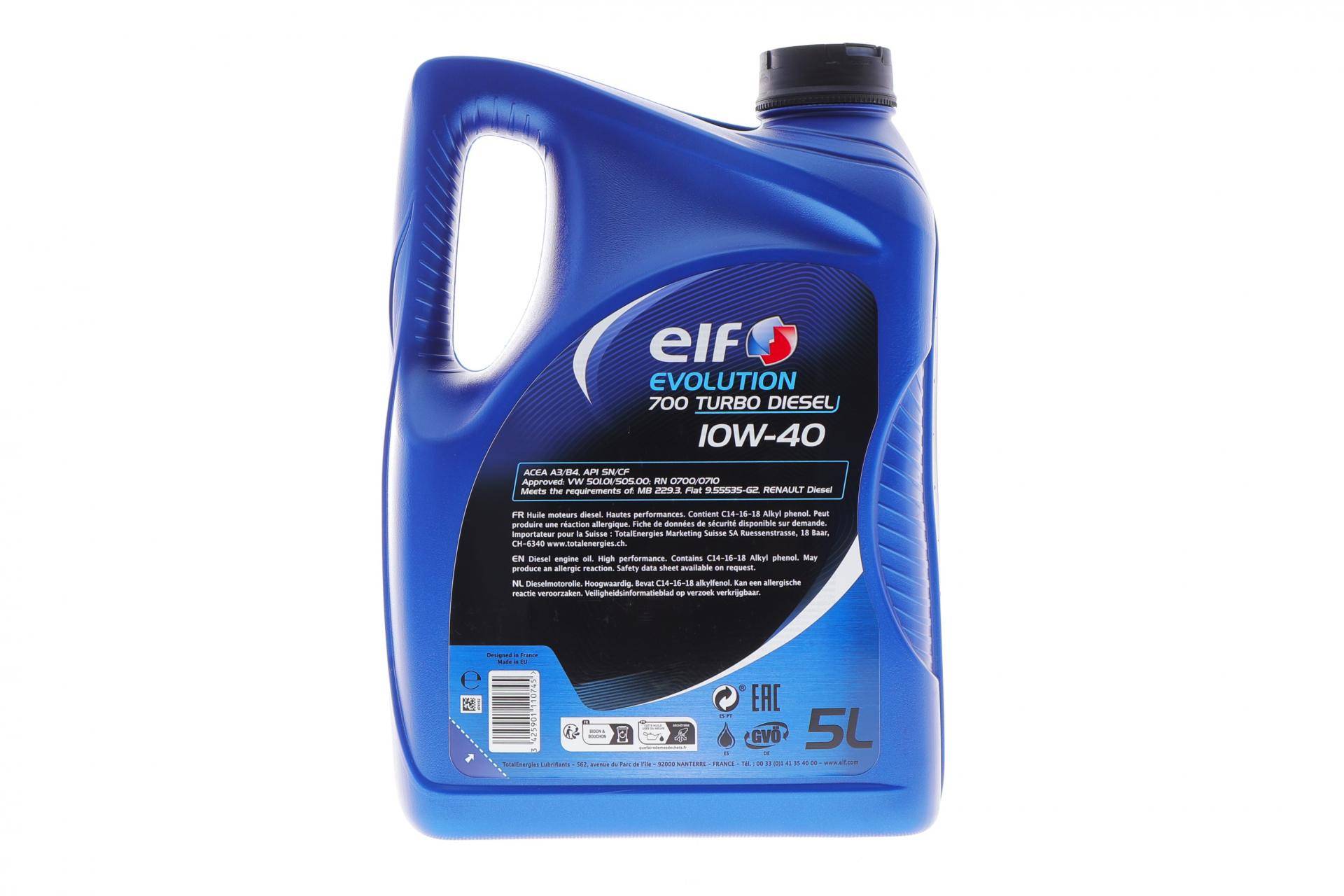 Олива 10W40 Evolution 700 Turbo Diesel (5L) (ACEA 2007/A3/B4/API/SL/CF/VW 505.00/MB 229.1)
