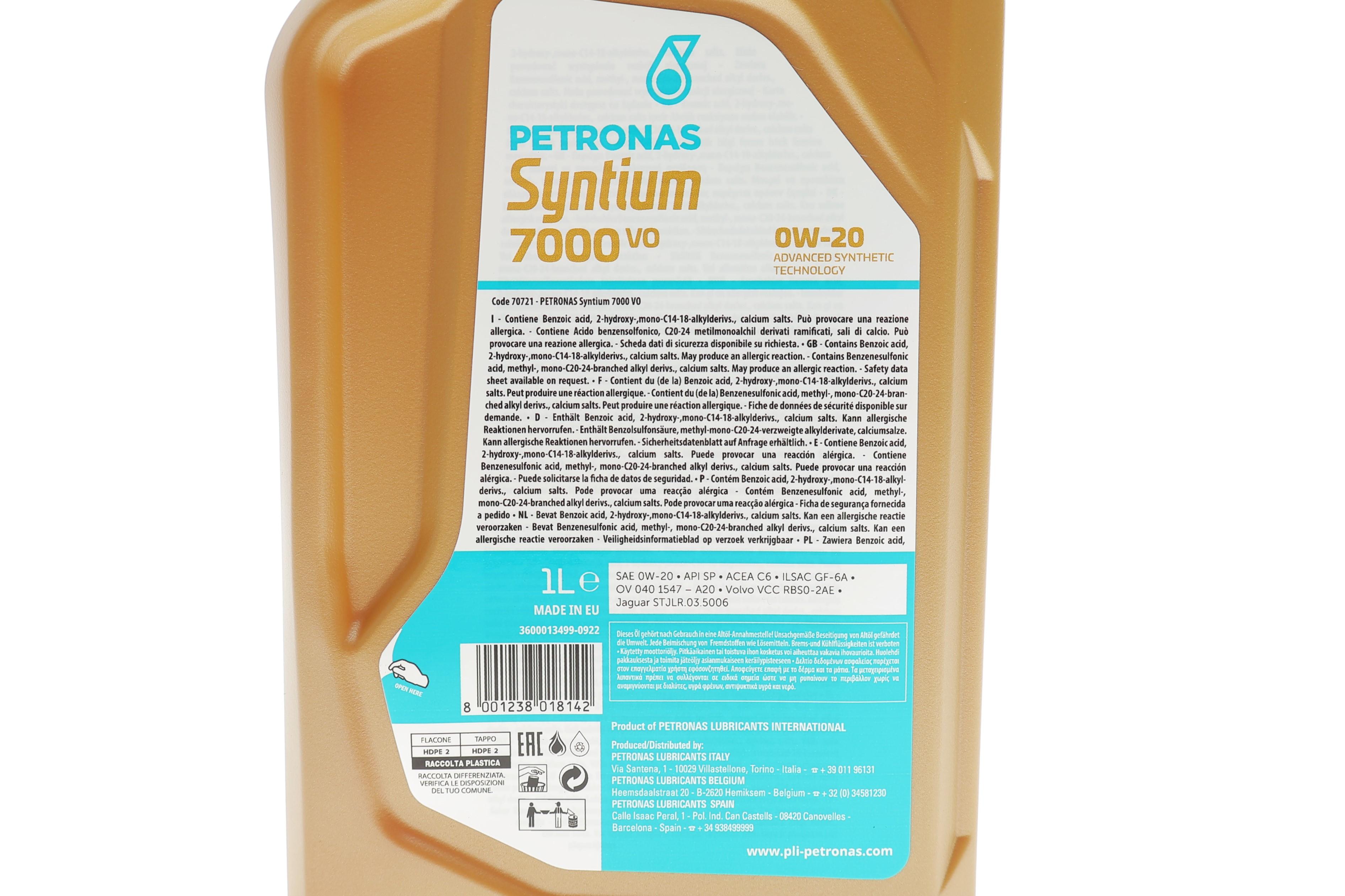 Олива 0W20 SYNTIUM 7000 VO (1L) (Volvo VCC RBS0-2AE/OV 040 1547–A20/STJLR.03.5006)