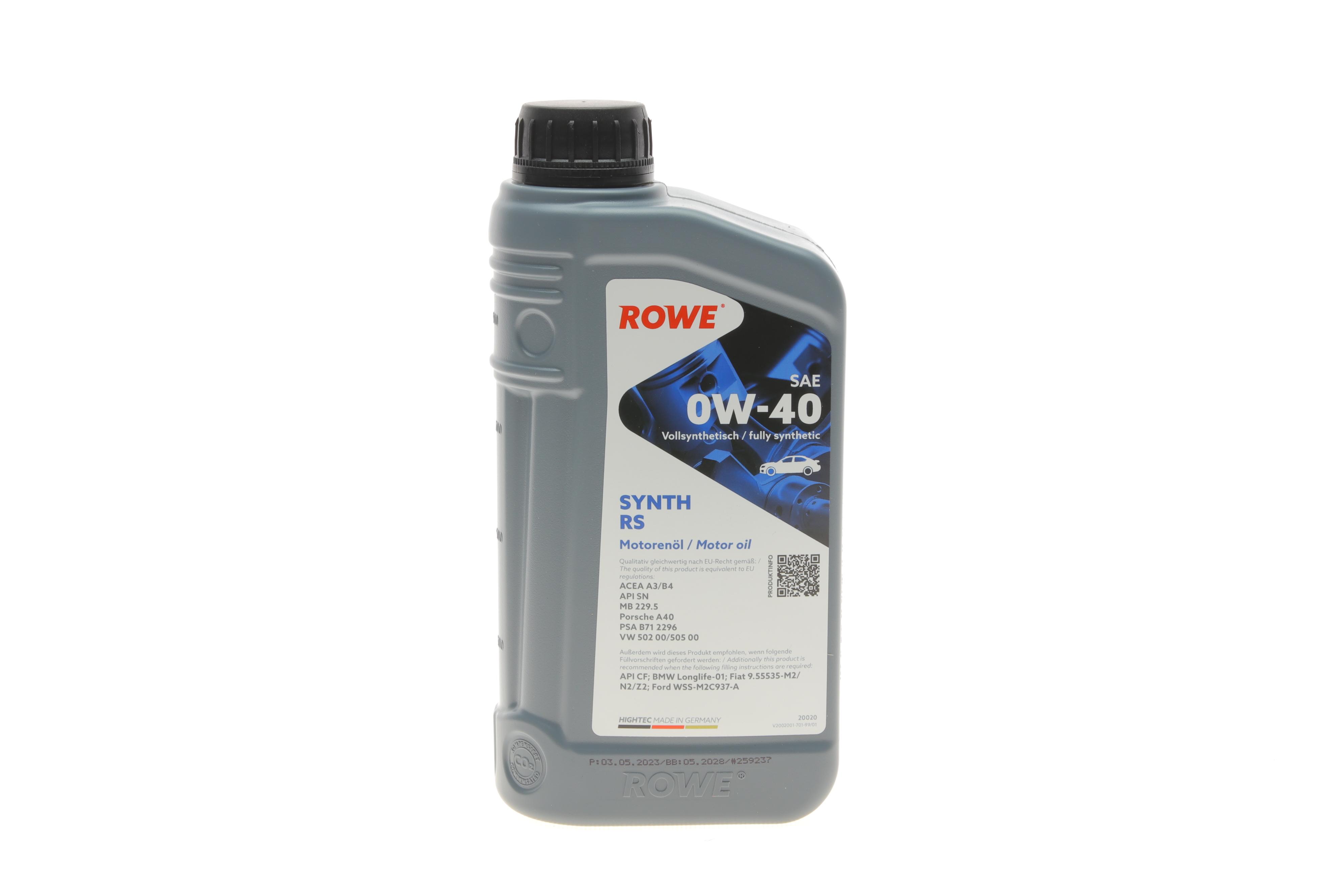 Олива 0W40 HIGHTEC SYNTH RS (1L) (MB 229.5/Porsche A40/VW 502 00/505 00) (ACEA A3/B4) (API SN/CF)