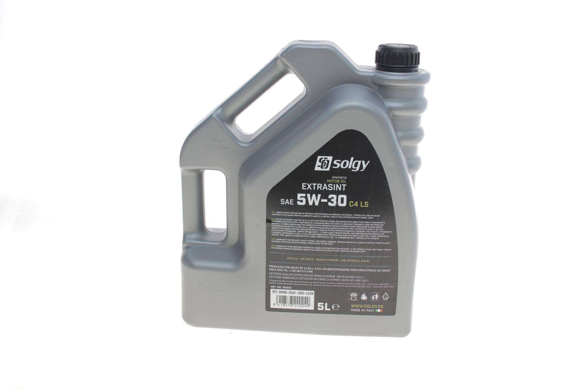 Олива 5W30 EXTRASINT C4 LS (5L) (RN 0720/MB226.51/API SN/CF/ACEA C4 сумісний A3/B4)