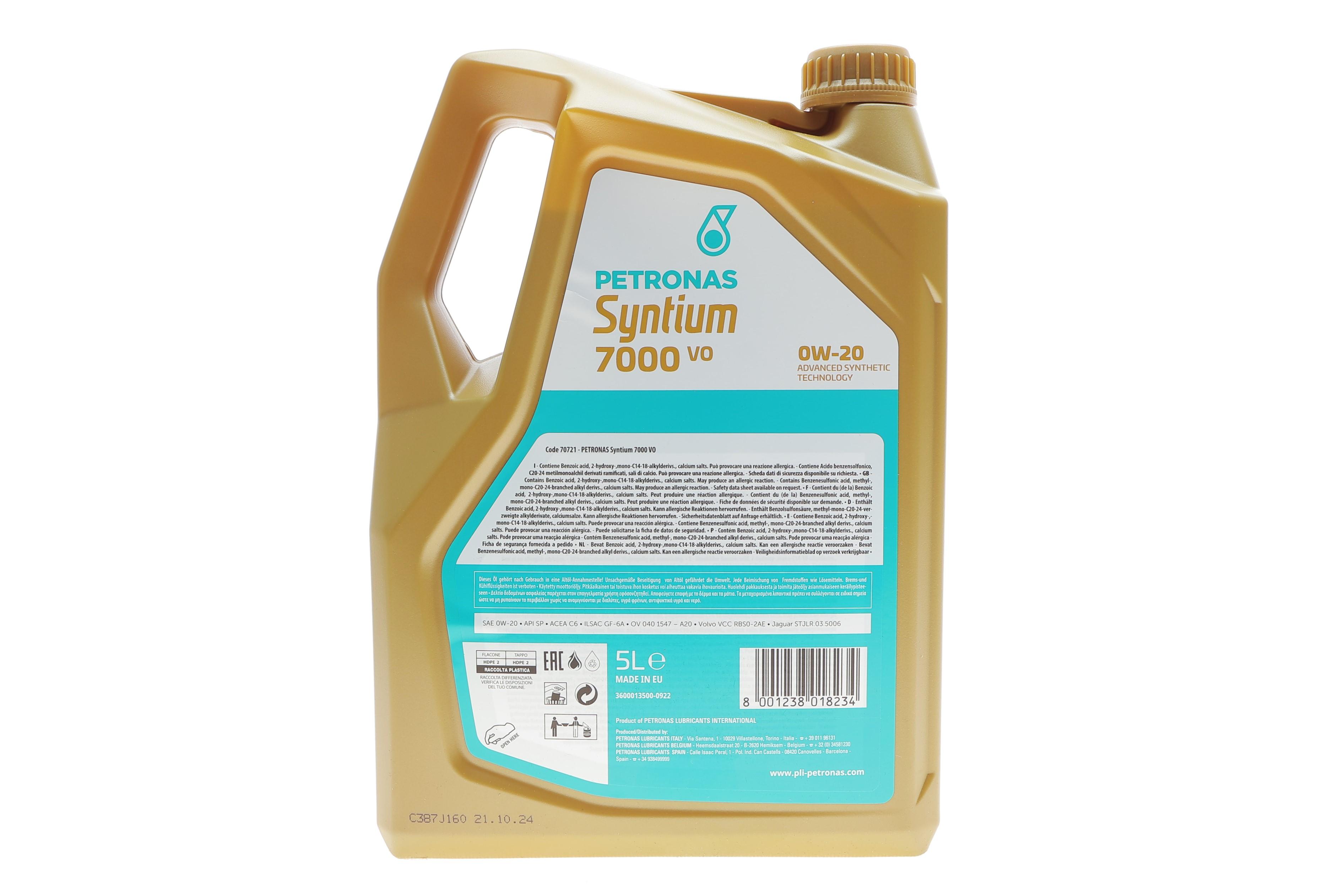 Олива 0W20 SYNTIUM 7000 VO (5L) (Volvo VCC RBS0-2AE/OV 040 1547–A20/STJLR.03.5006)