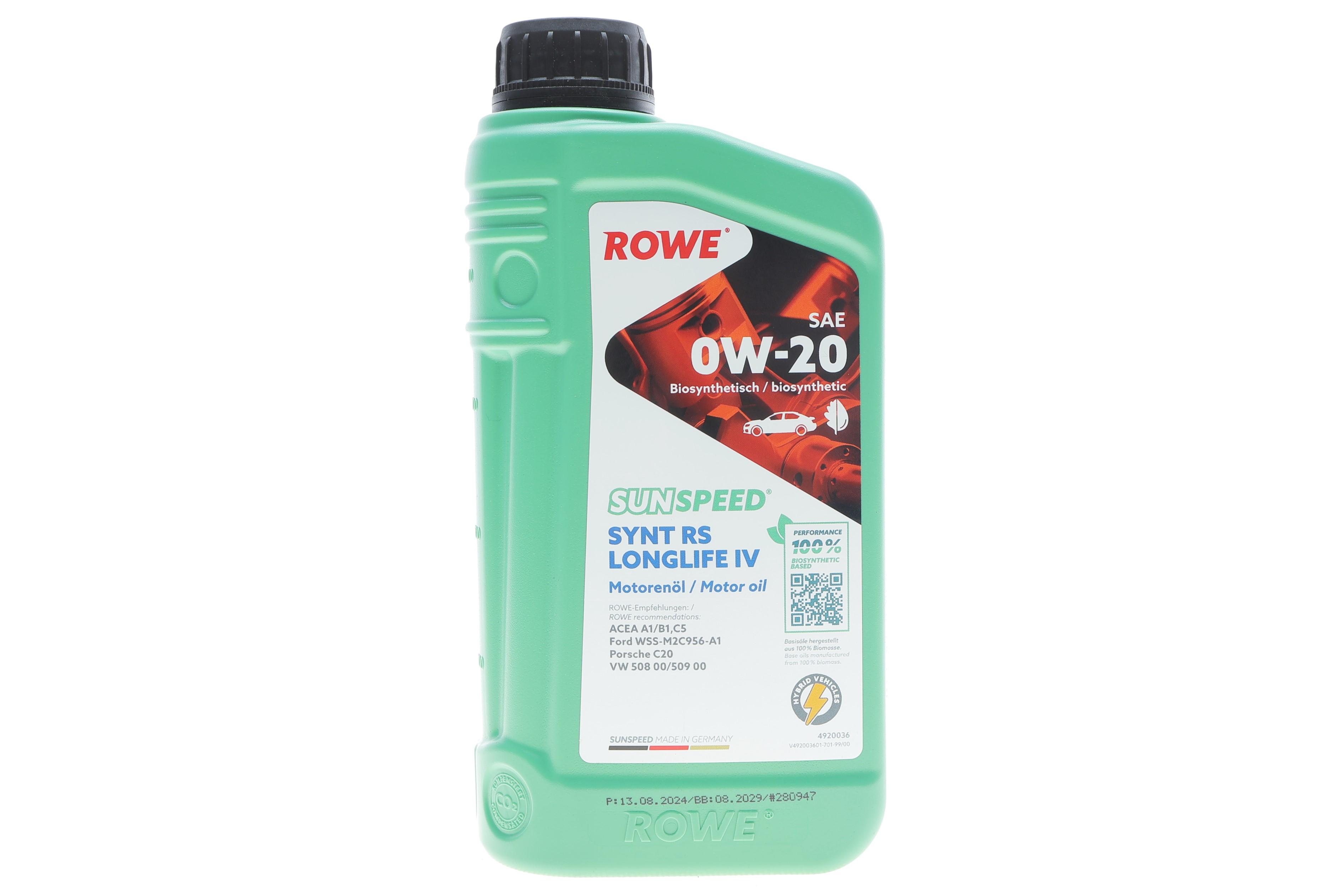 Олива 0W20 SUNSPEED SYNTH RS LONGLIFE IV (1L) (Porsche C20/VW 508 00/509 00) (ACEA A1/B1/C5)