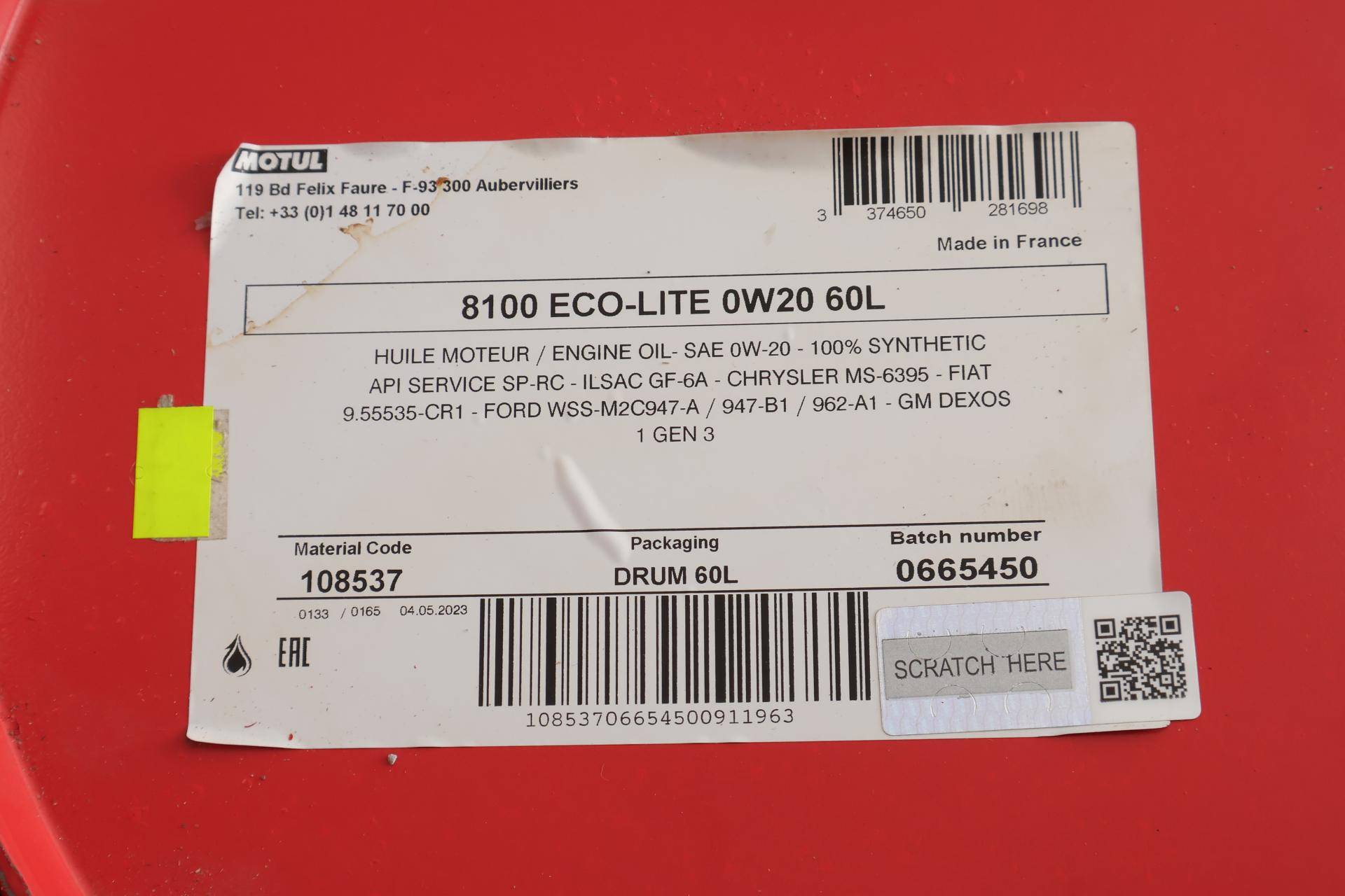 Олива 0W20 ECO-lite SAE 8100 (60L) GM dexos1 GEN3(108537)