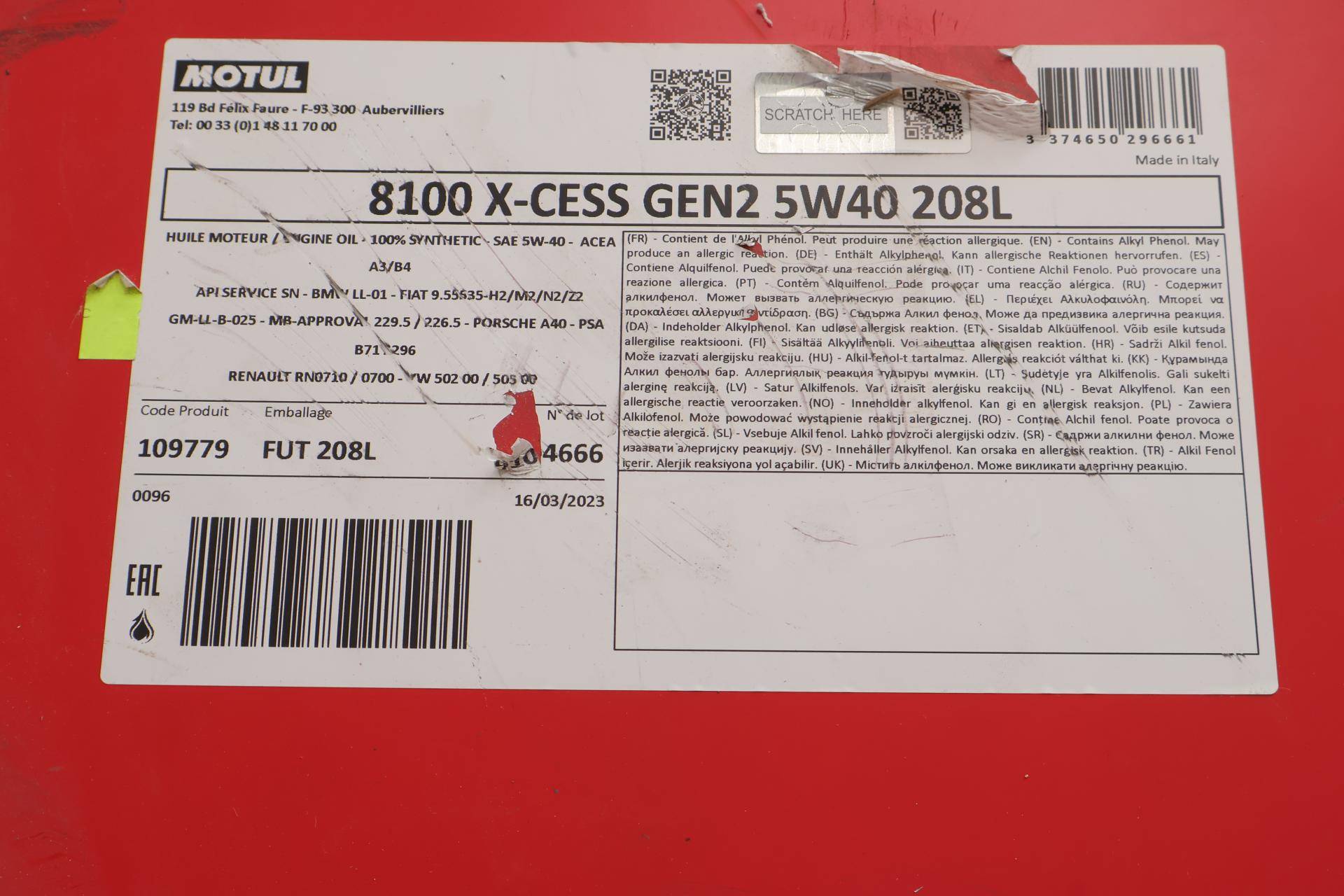 Олива 5W40 X-cess 8100 gen2 (208L) (VW 502 00/505 00/MB 229.5/LL-01/RN0710-0700/B71 2296) (109779)