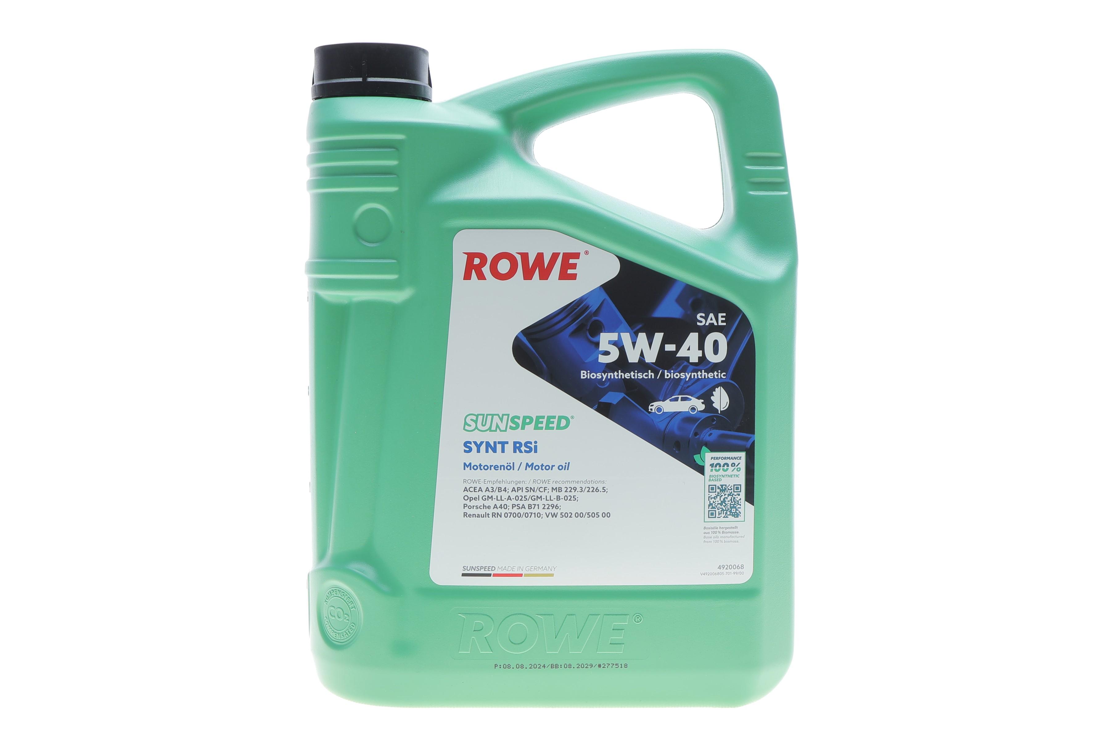 Олива 5W40 SUNSPEED SYNT RSi (5L) (MB 229.3/226.5/Porsche A40/VW 502 00/505 00/RN 0700/0710)