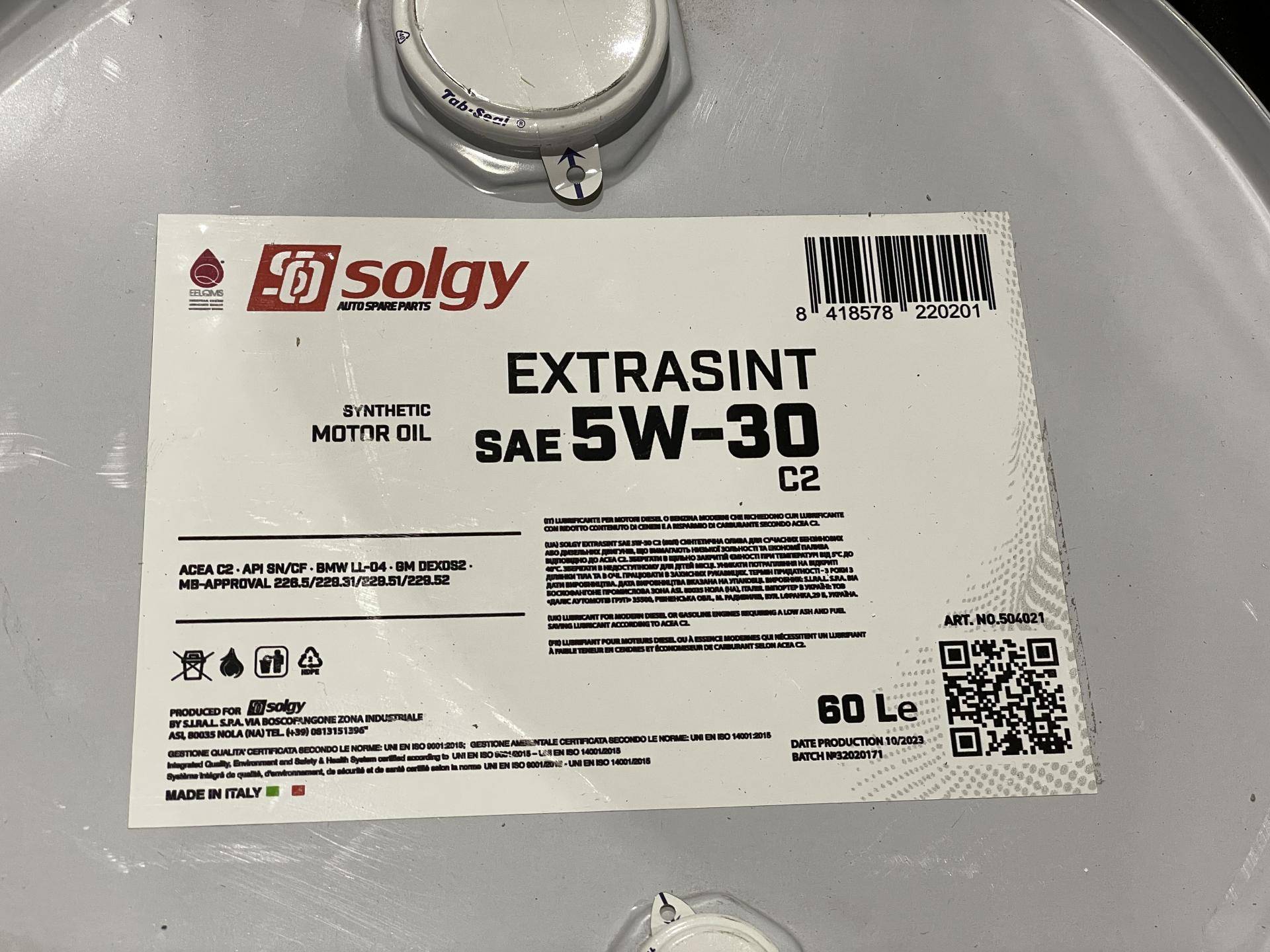 Олива 5W30 EXTRASINT C2 (60L) (API SN/CF/ACEA C2/MB 229.31/MB 229.51/MB 229.52/MB 226.5/BMW LL-04)