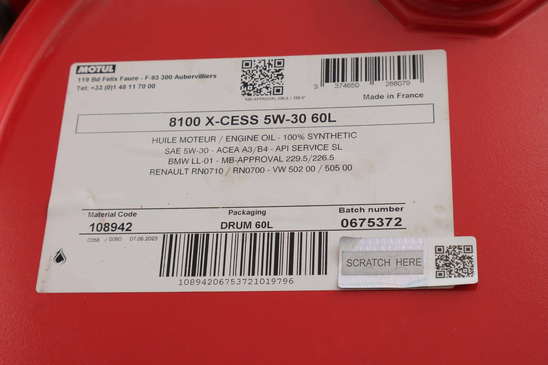 Олива 5W30 X-cess 8100 (60L) (VW 502 00/505 00/MB 229.5/226.5/RN0710-0700/LL-01) (108942)