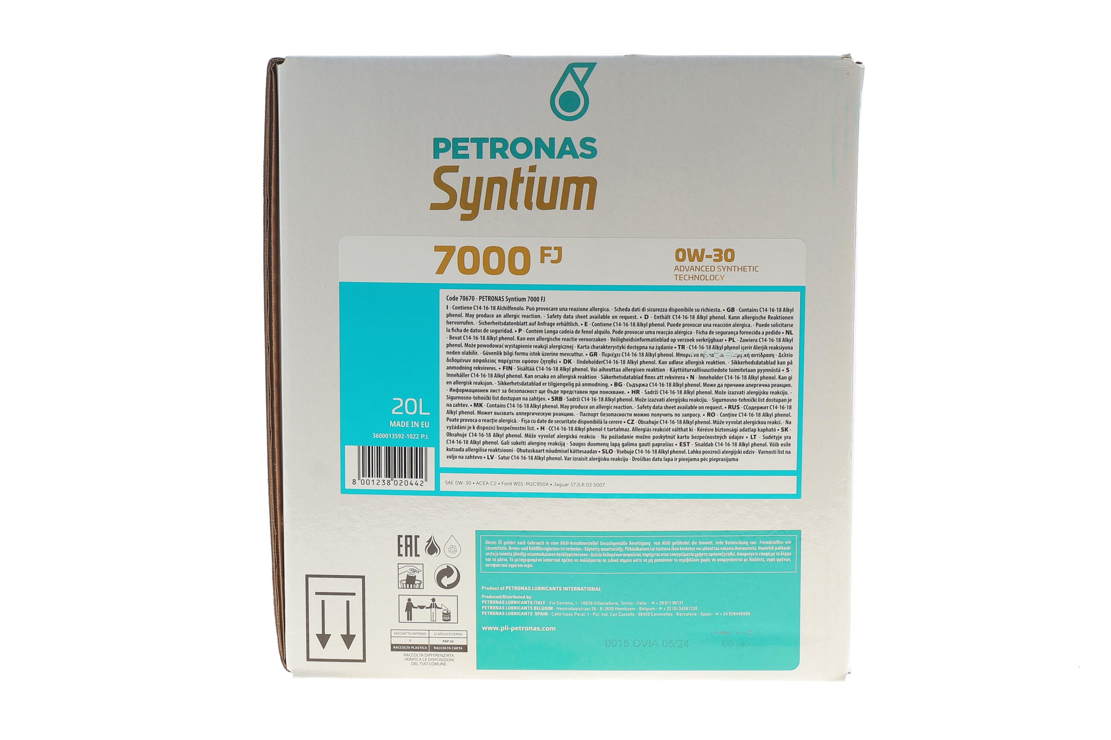 Олива 0W30 SYNTIUM 7000 FJ (20L) (Ford WSS-M2C950-A/Jaguar Land Rover STJLR.03.5007) (ACEA C2) упако