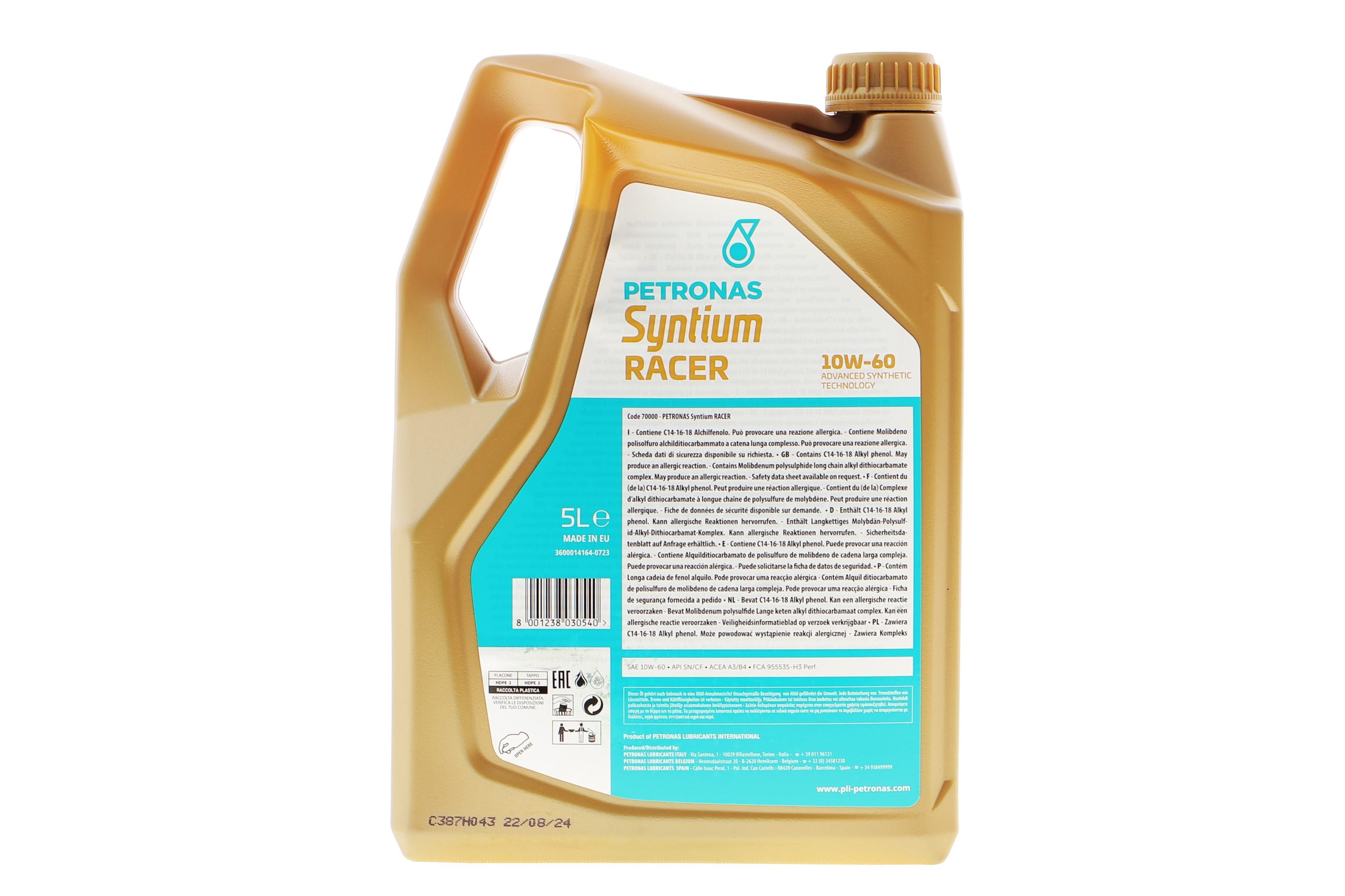 Олива 10W60 SYNTIUM RACER (5L) (API SN/CF) (ACEA A3/B4) (FCA 955535-H3)