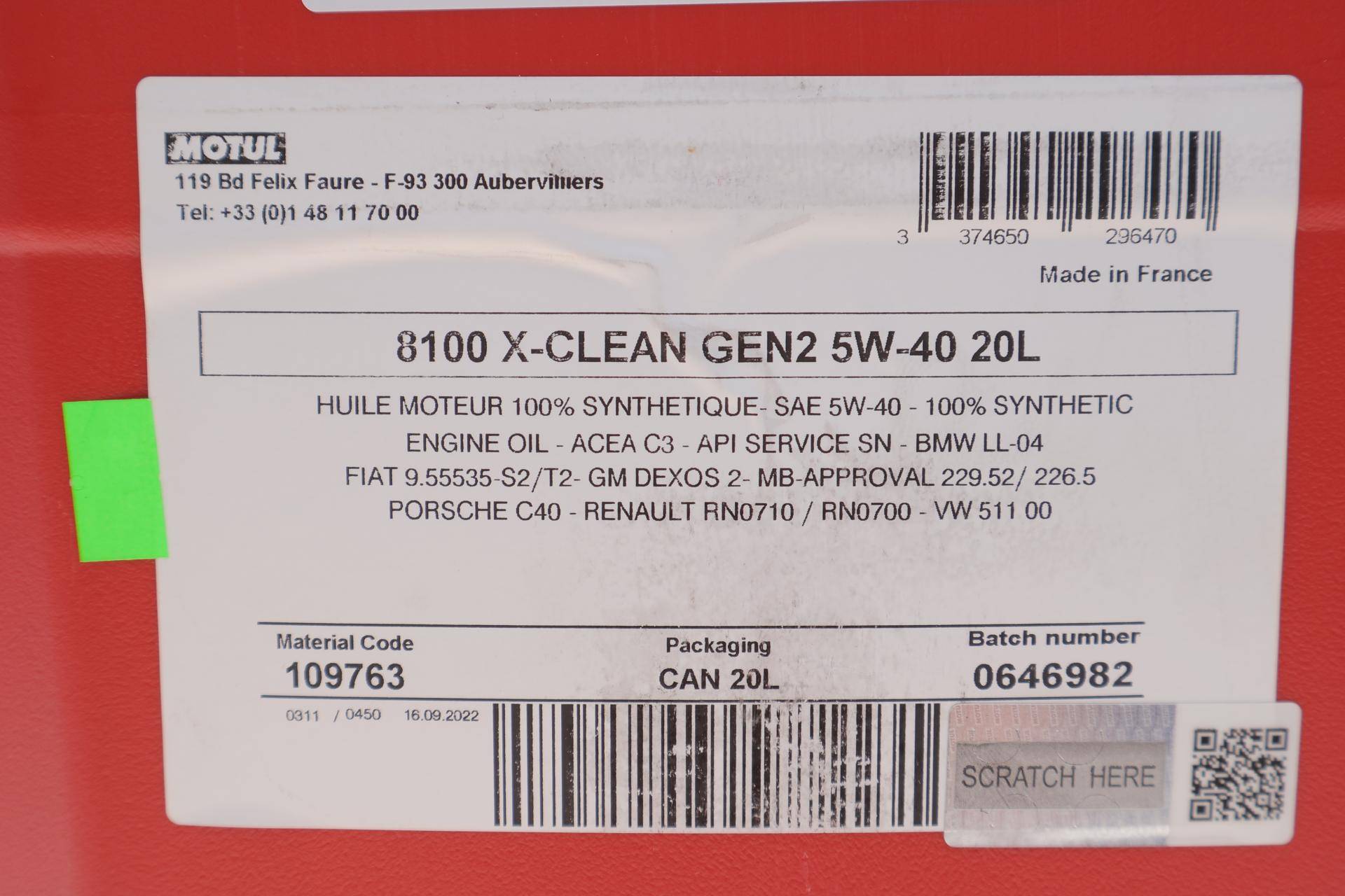 Олива 5W40 X-clean 8100 gen2 (20L) (BMW LL-04/MB 229.52/MB 226.5/RN0710/RN0700) (103991)
