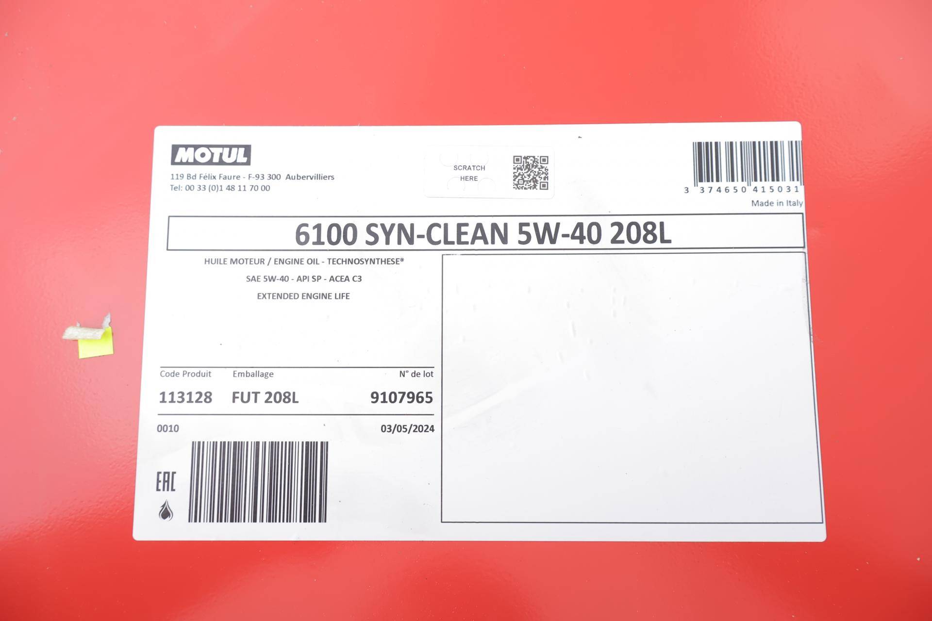 Олива 5W40 6100 Syn-clean (208L) ( ACEA C3/API PERFORMANCE SP) (113128)