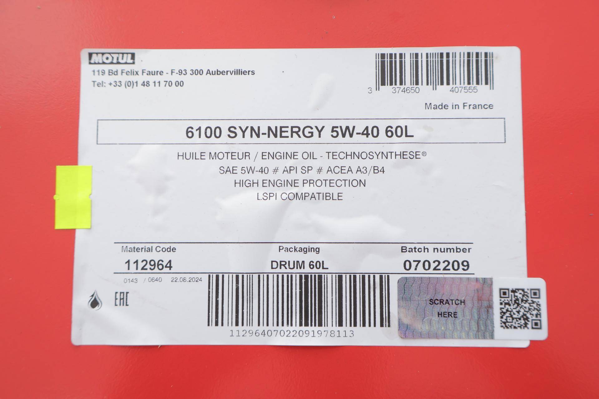 Олива 5W40 Syn-nergy 6100 (60L) (API SP) (ACEA A3/B4) (112964)