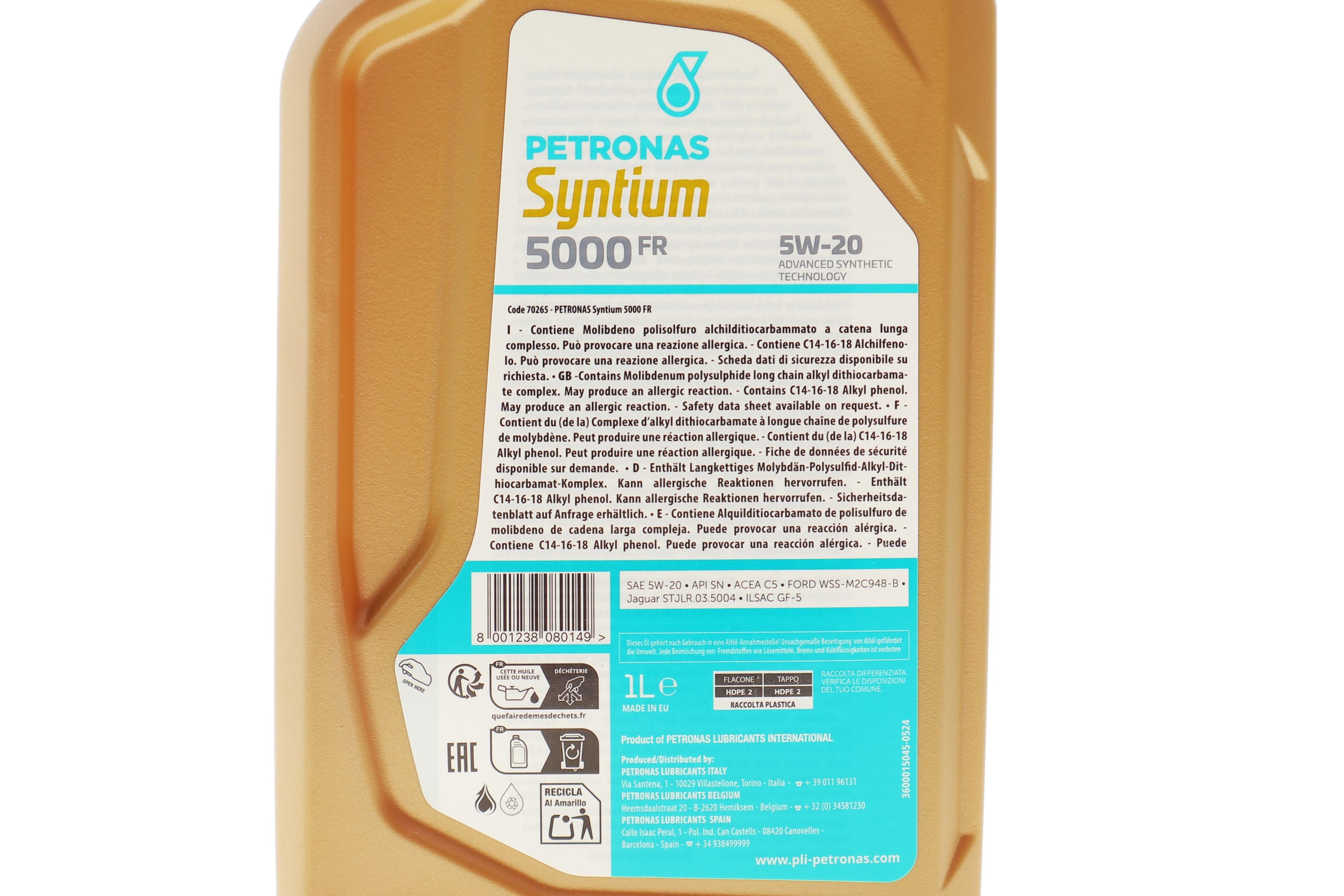 Олива 5W20 SYNTIUM 5000 FR (1L) (ILSAC GF5) (WSS-M2C 948-B/STJLR.03.5004)